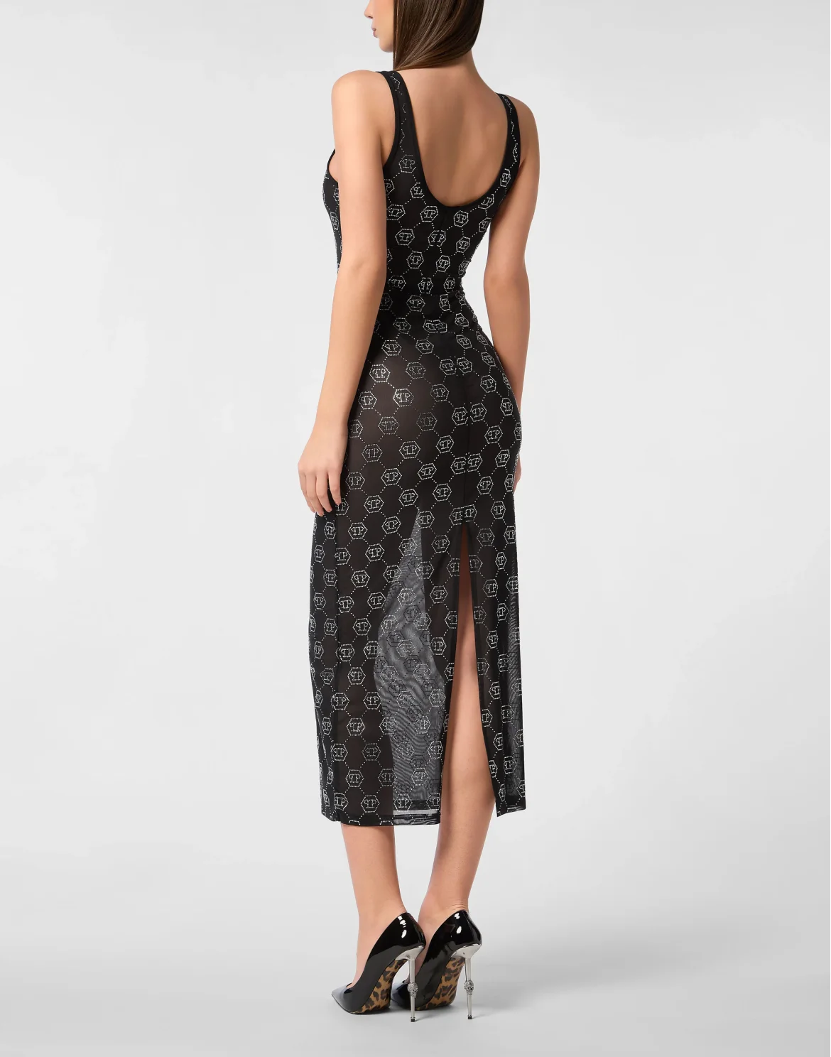 Long Dress Monogram Strass, цвет: Черный