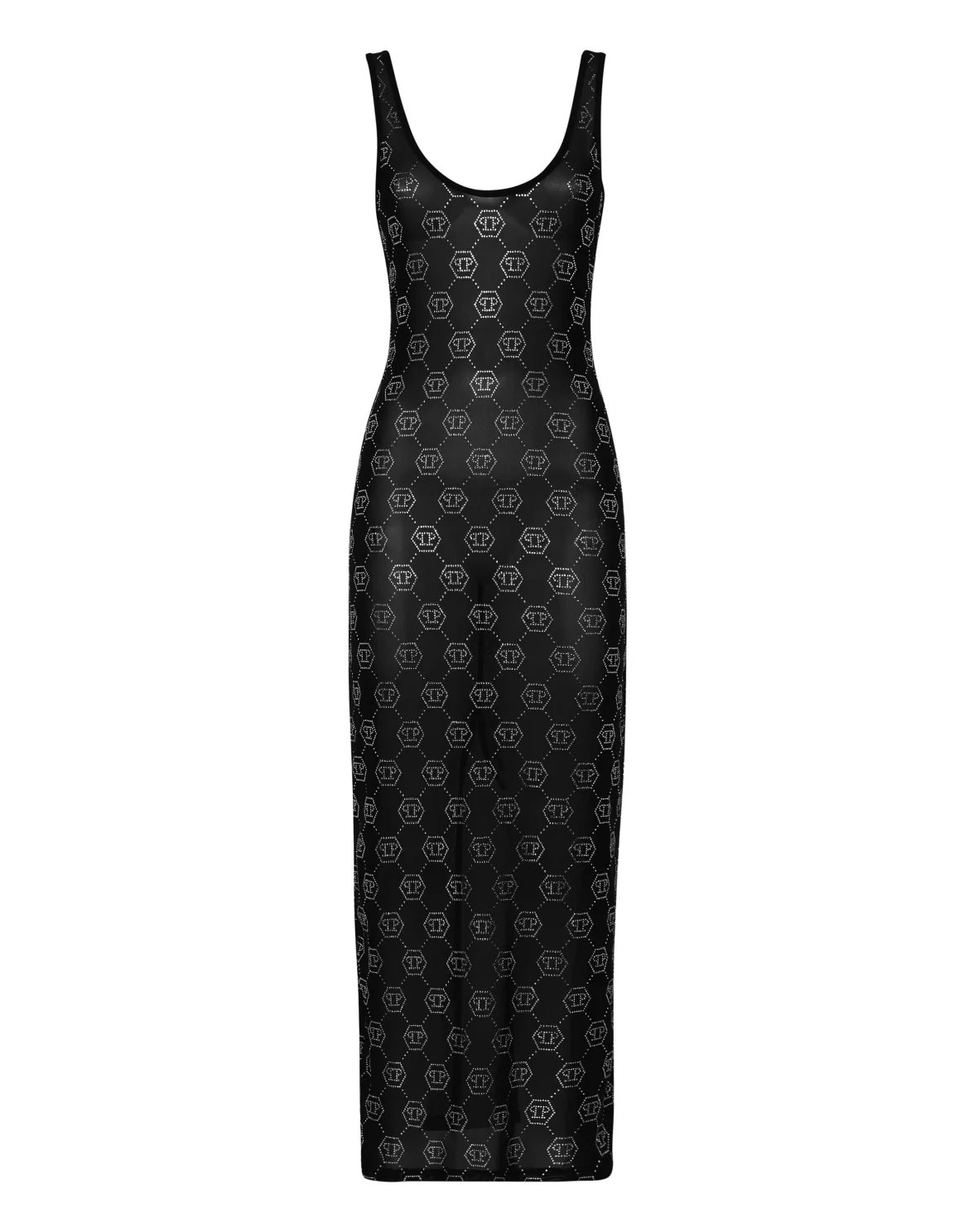 Long Dress Monogram Strass, цвет: Черный