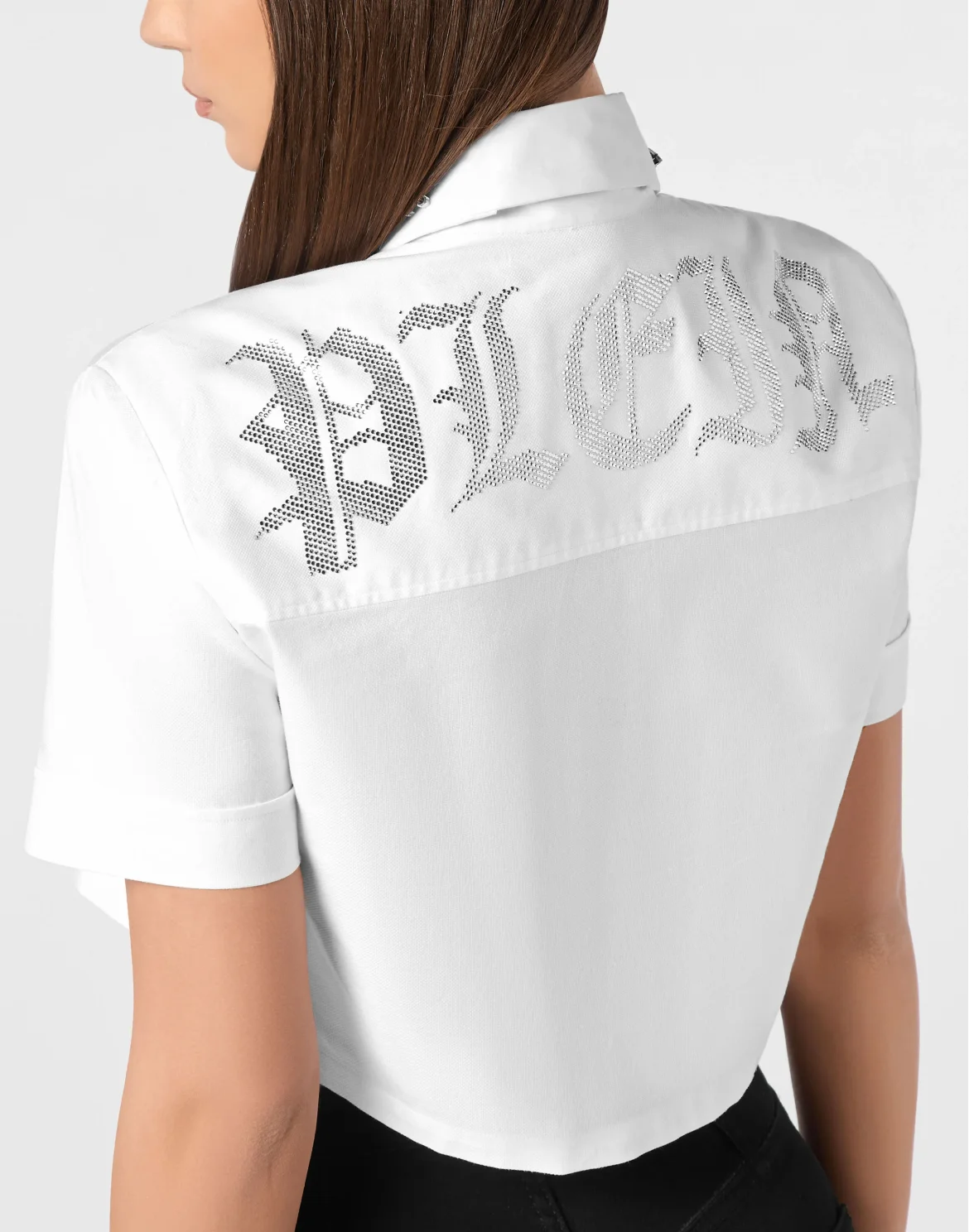 Cropped Cargo Shirt SS Strass, цвет: Белый