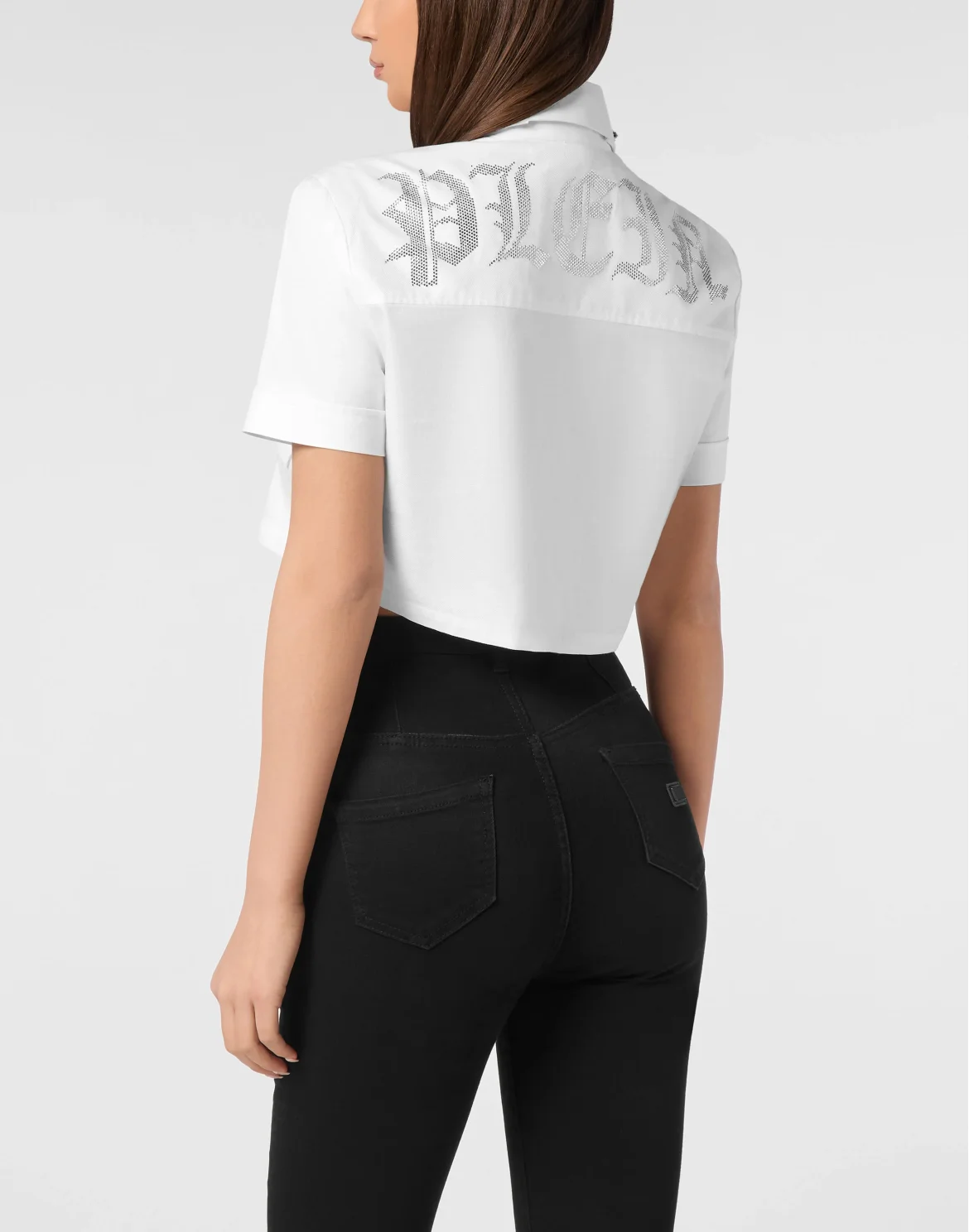 Cropped Cargo Shirt SS Strass, цвет: Белый