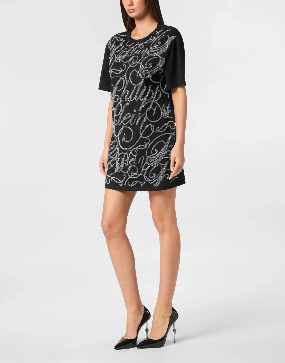 T-shirt Short Dress Signature Strass, цвет: Черный