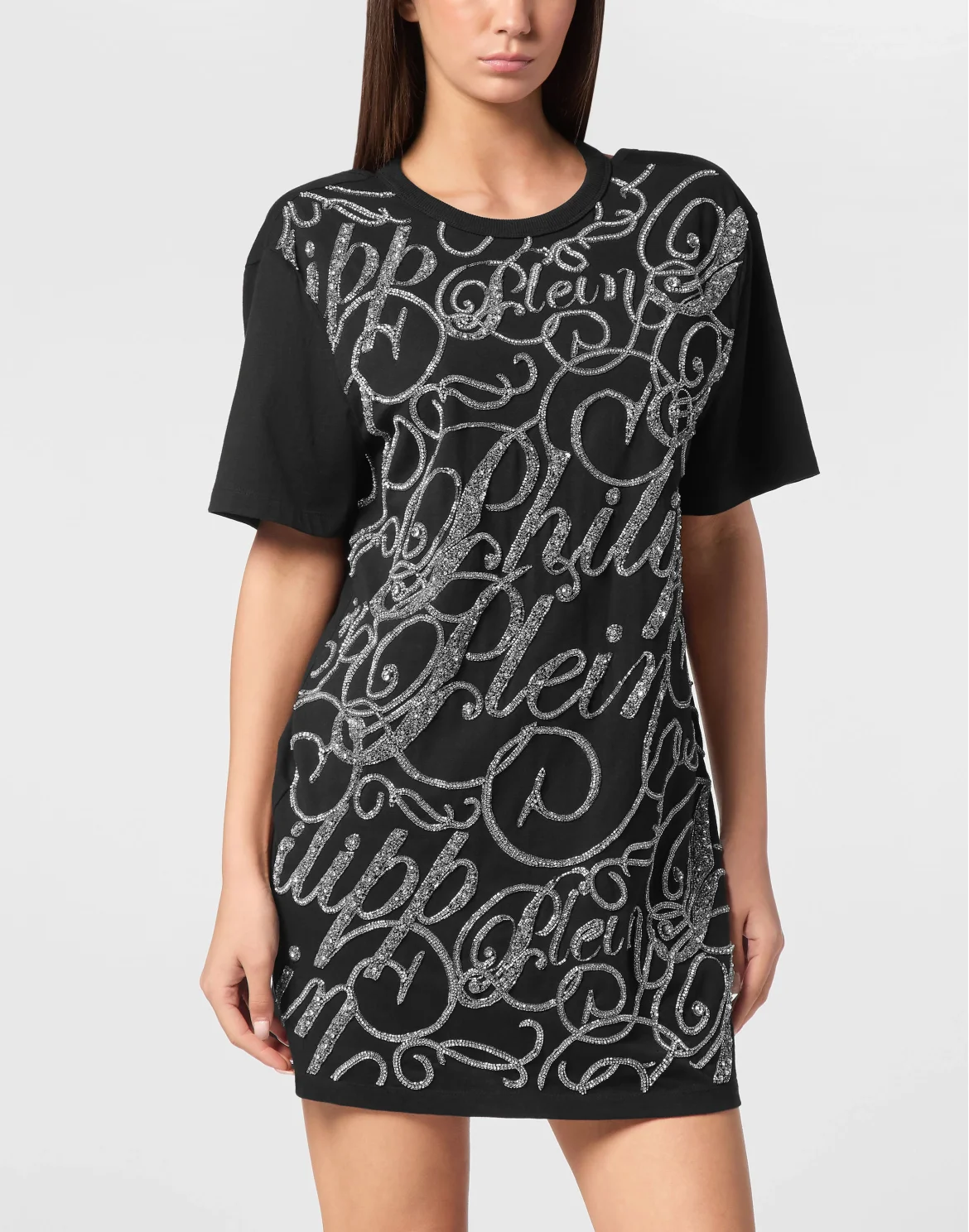 T-shirt Short Dress Signature Strass, цвет: Черный
