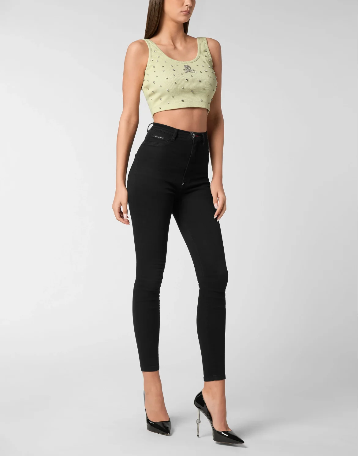 Jersey Rib Cropped Top Stones, цвет: Зеленый