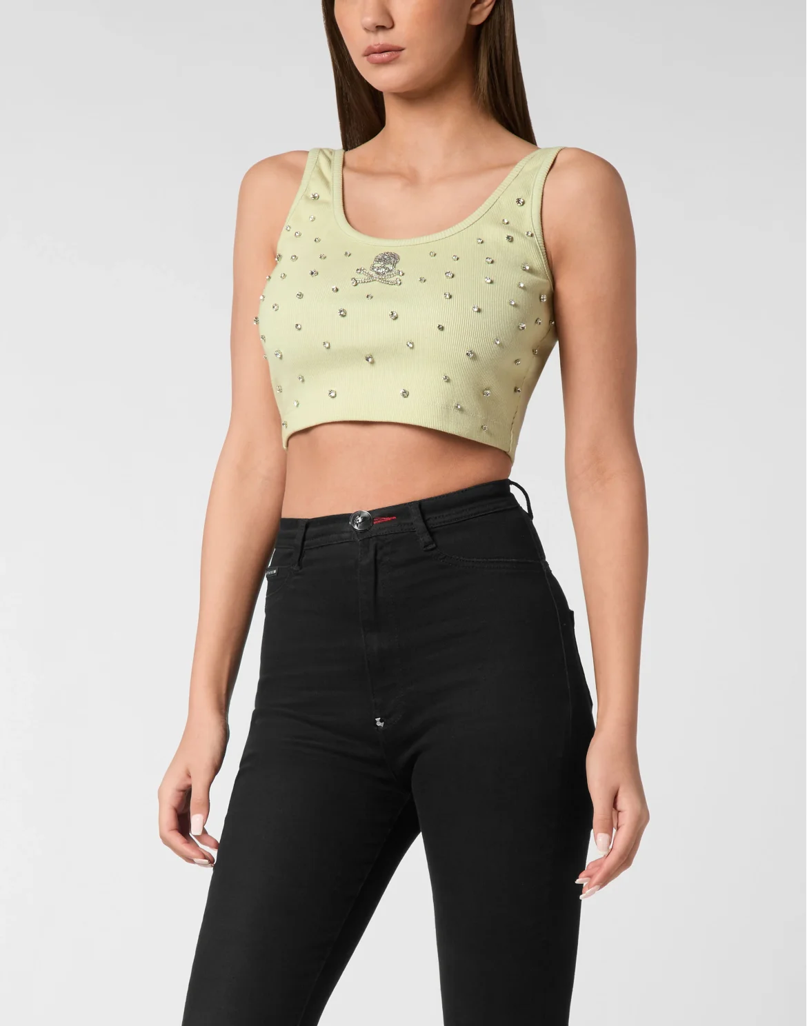 Jersey Rib Cropped Top Stones, цвет: Зеленый