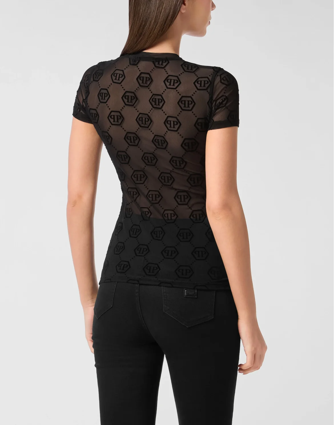 Tulle T-Shirt Sexy Pure SS Monogram, цвет: Черный