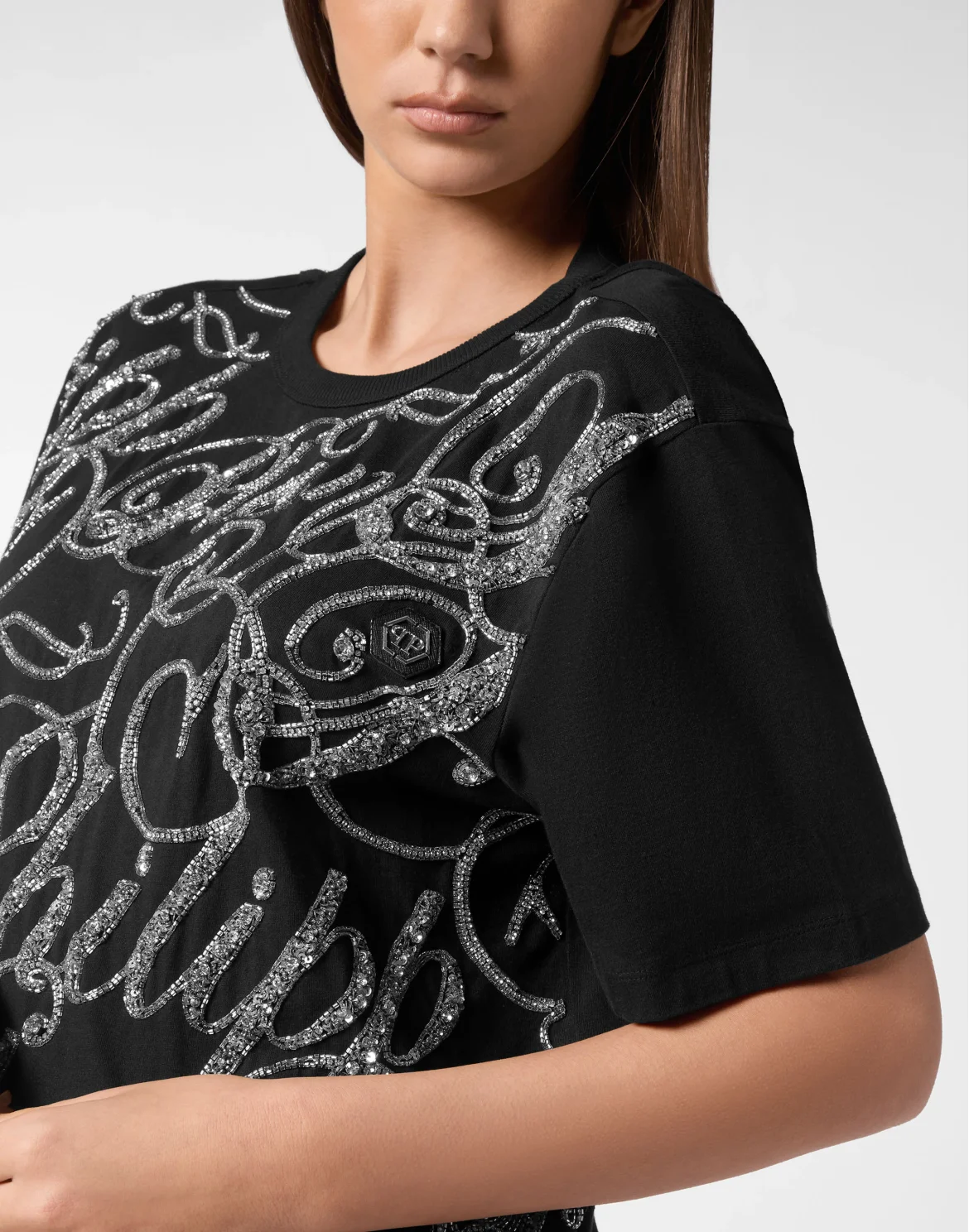 T-Shirt Man Fit Strass, цвет: Черный