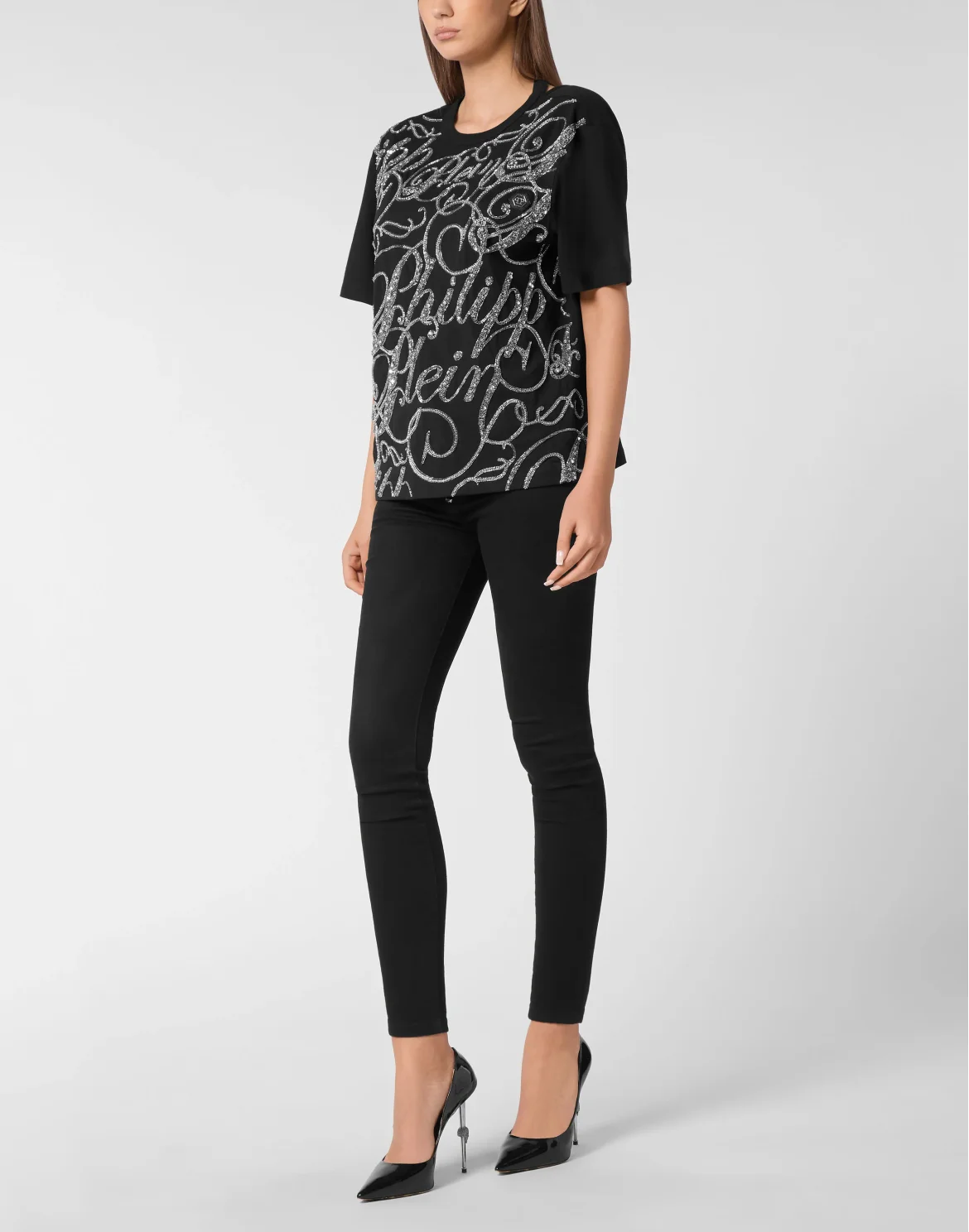 T-Shirt Man Fit Strass, цвет: Черный