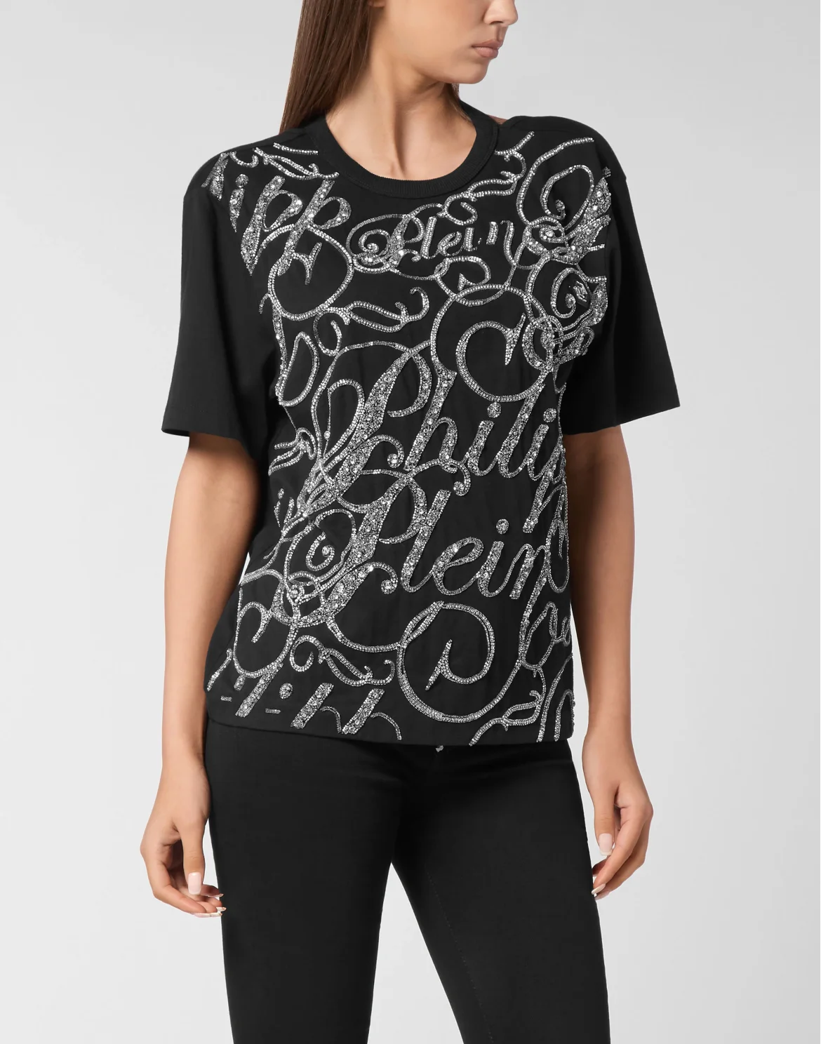 T-Shirt Man Fit Strass, цвет: Черный
