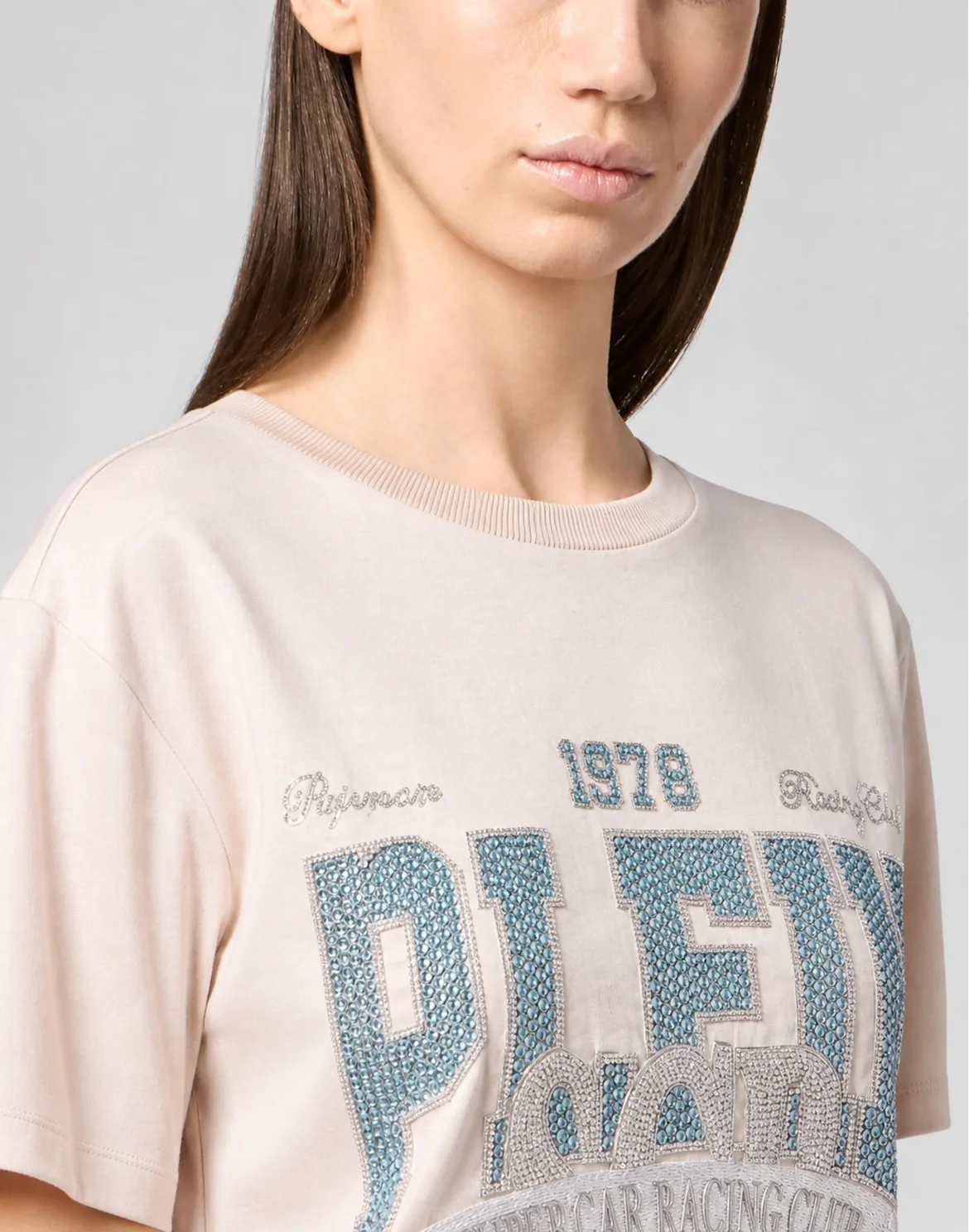 T-shirt Round Neck SS Crop Vintage Print, цвет: Белый