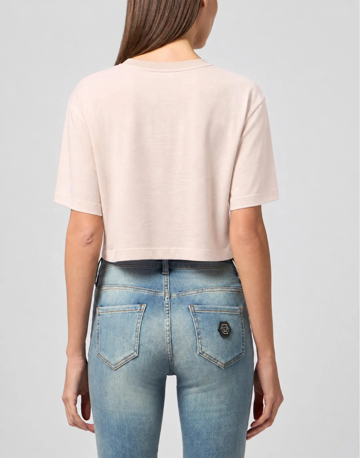 T-shirt Round Neck SS Crop Vintage Print, цвет: Белый