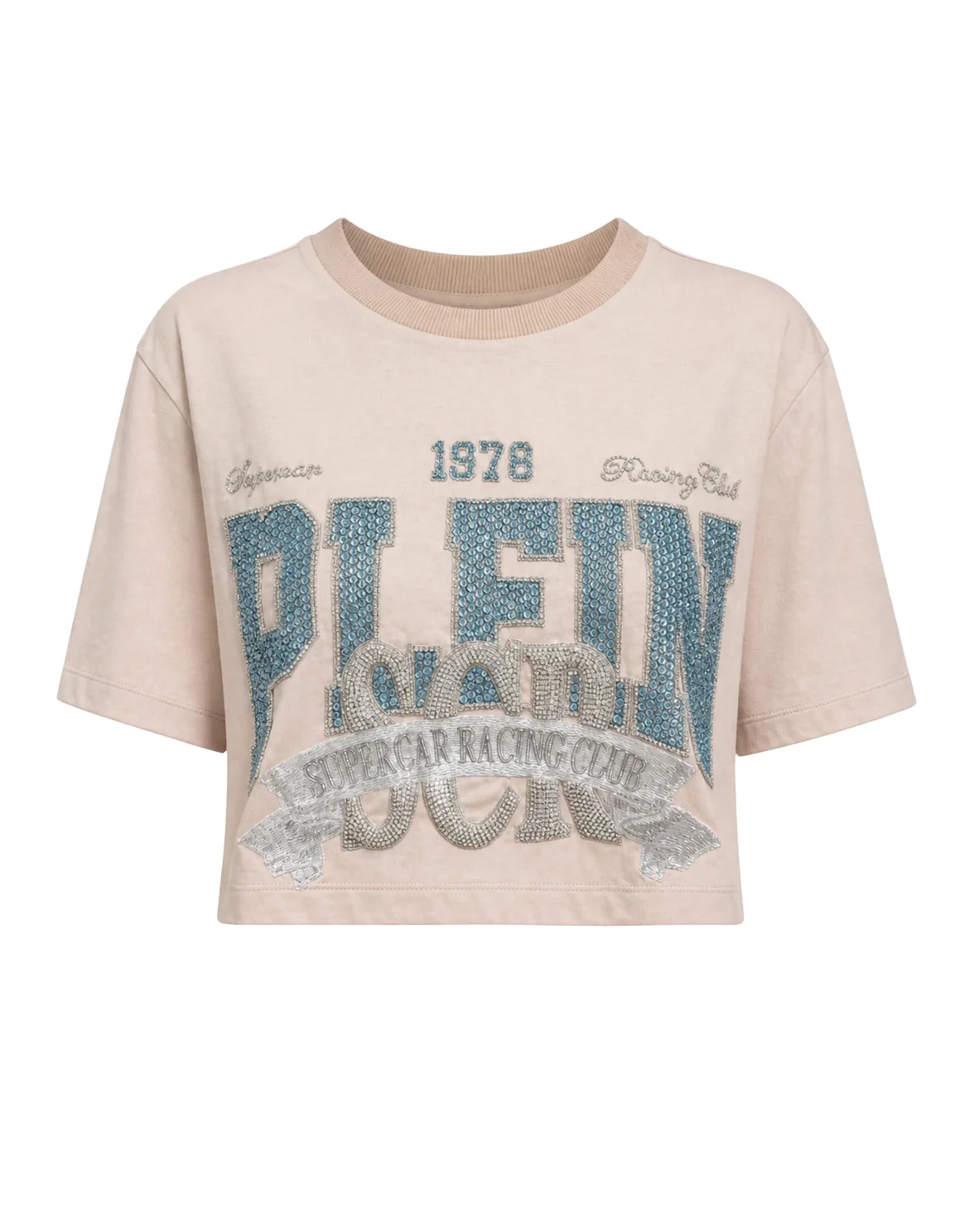 T-shirt Round Neck SS Crop Vintage Print, цвет: Белый