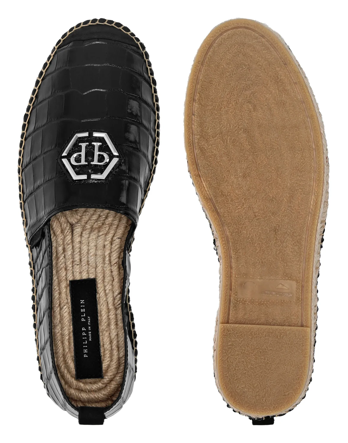 Leather Espadrillas Crocco Print Hexagon, цвет: Черный
