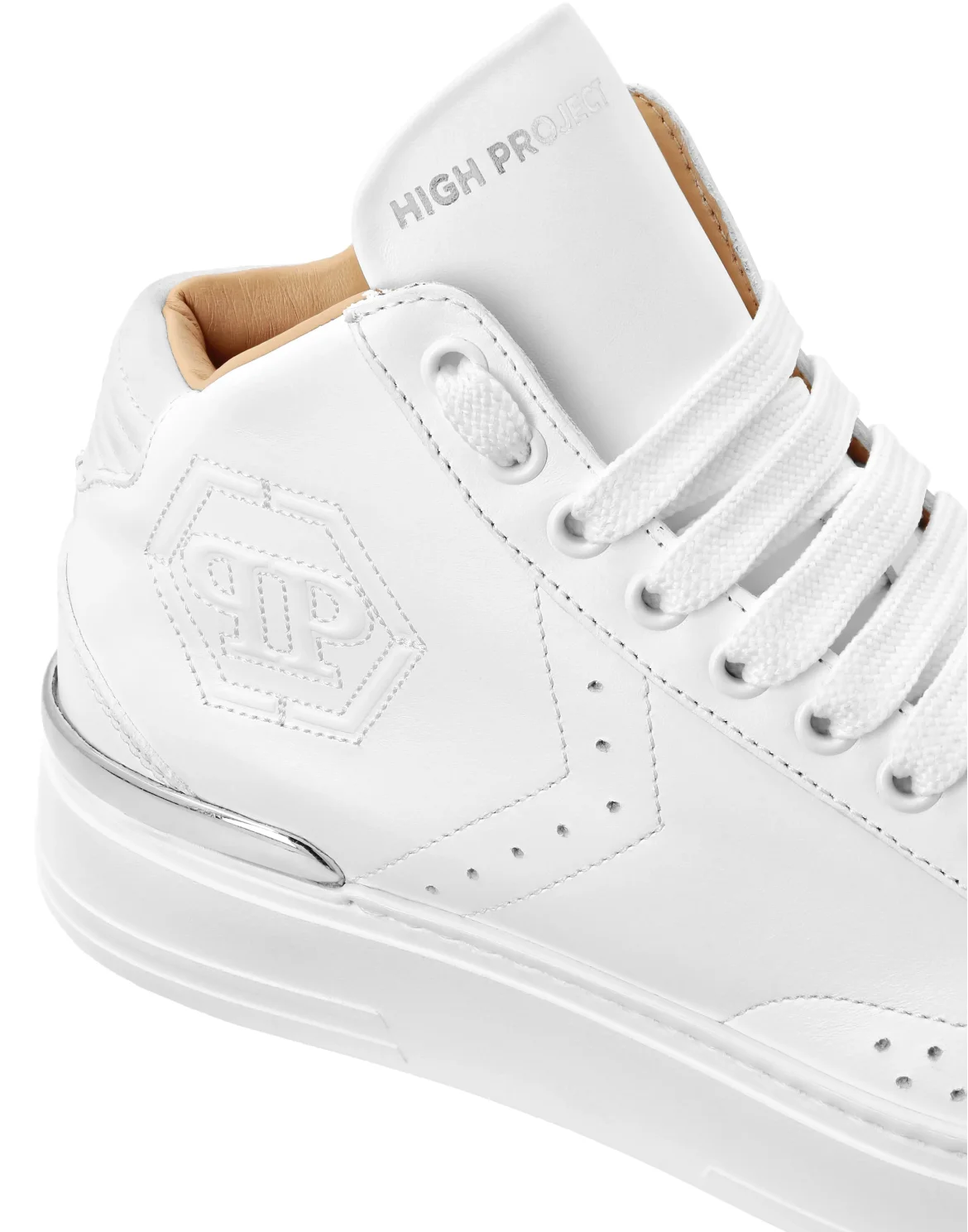 Leather Mid-Top Sneakers Hexagon, цвет: Белый