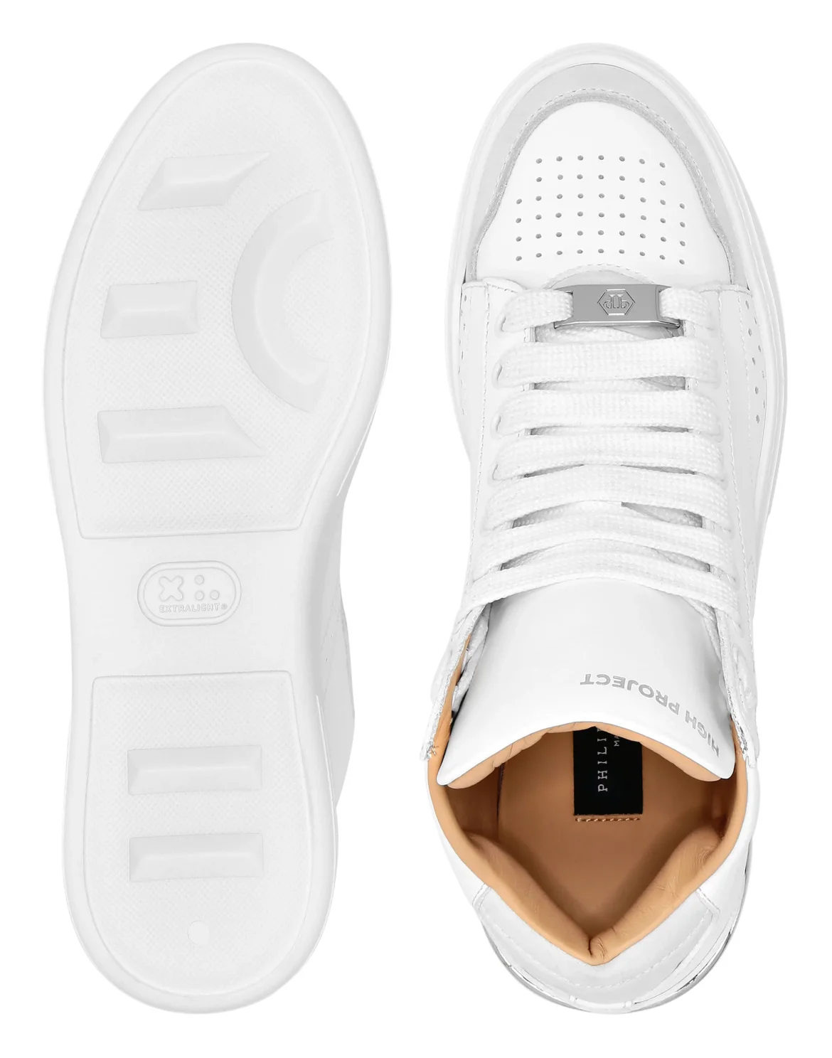 Leather Mid-Top Sneakers Hexagon, цвет: Белый