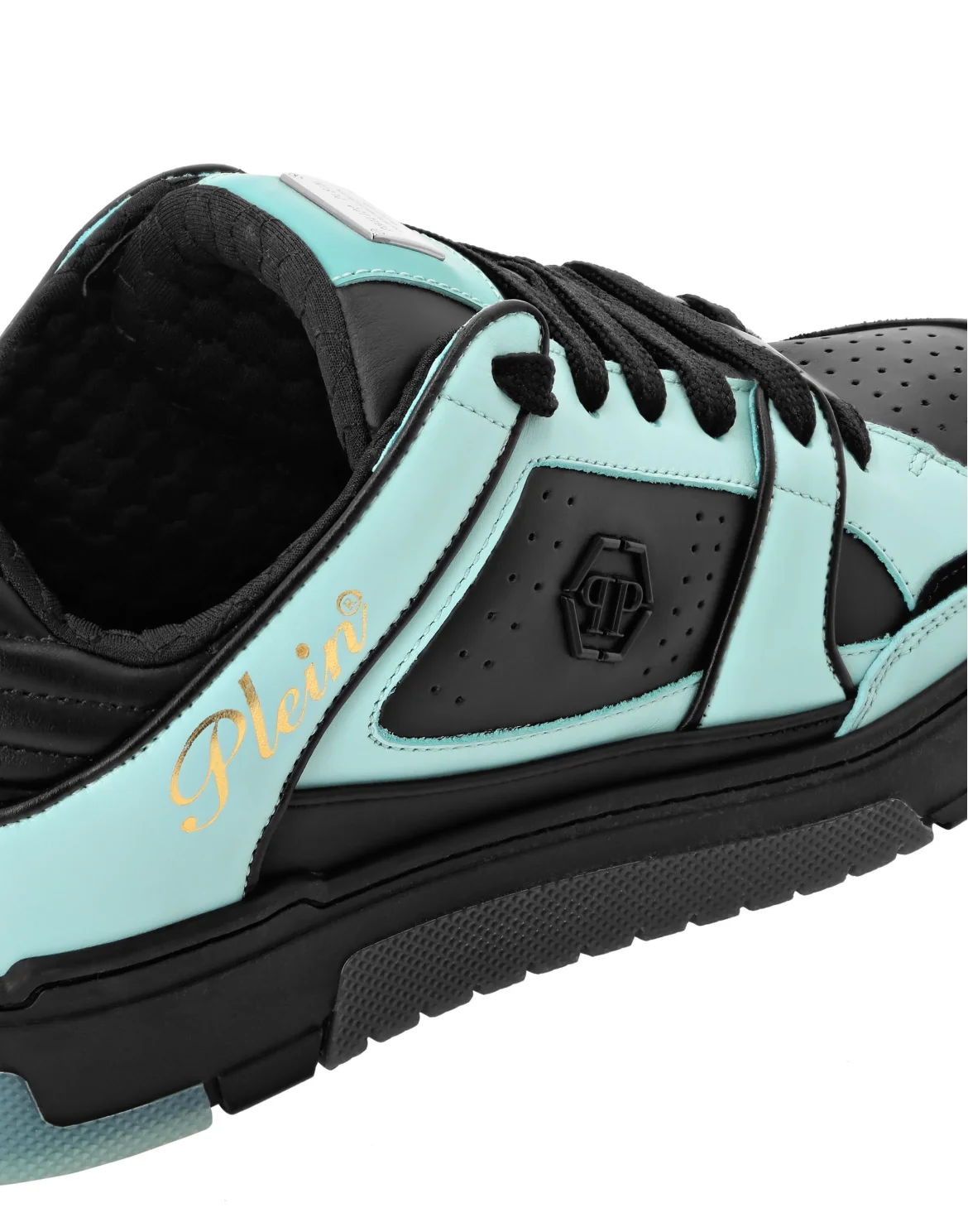 Mix Leather Lo-Top Sneakers Hexagon, цвет: Черный