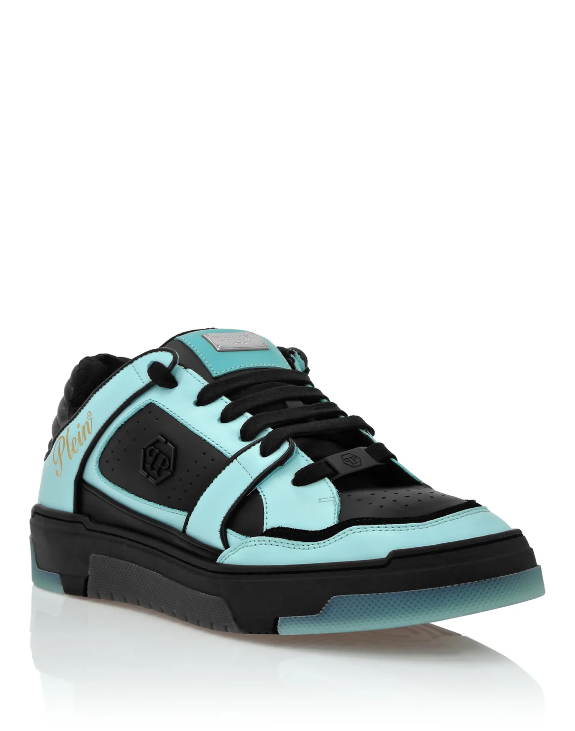 Mix Leather Lo-Top Sneakers Hexagon, цвет: Черный