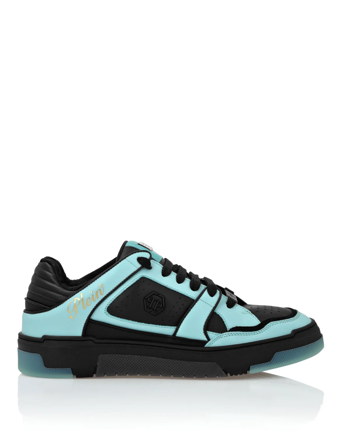 Mix Leather Lo-Top Sneakers Hexagon, цвет: Черный