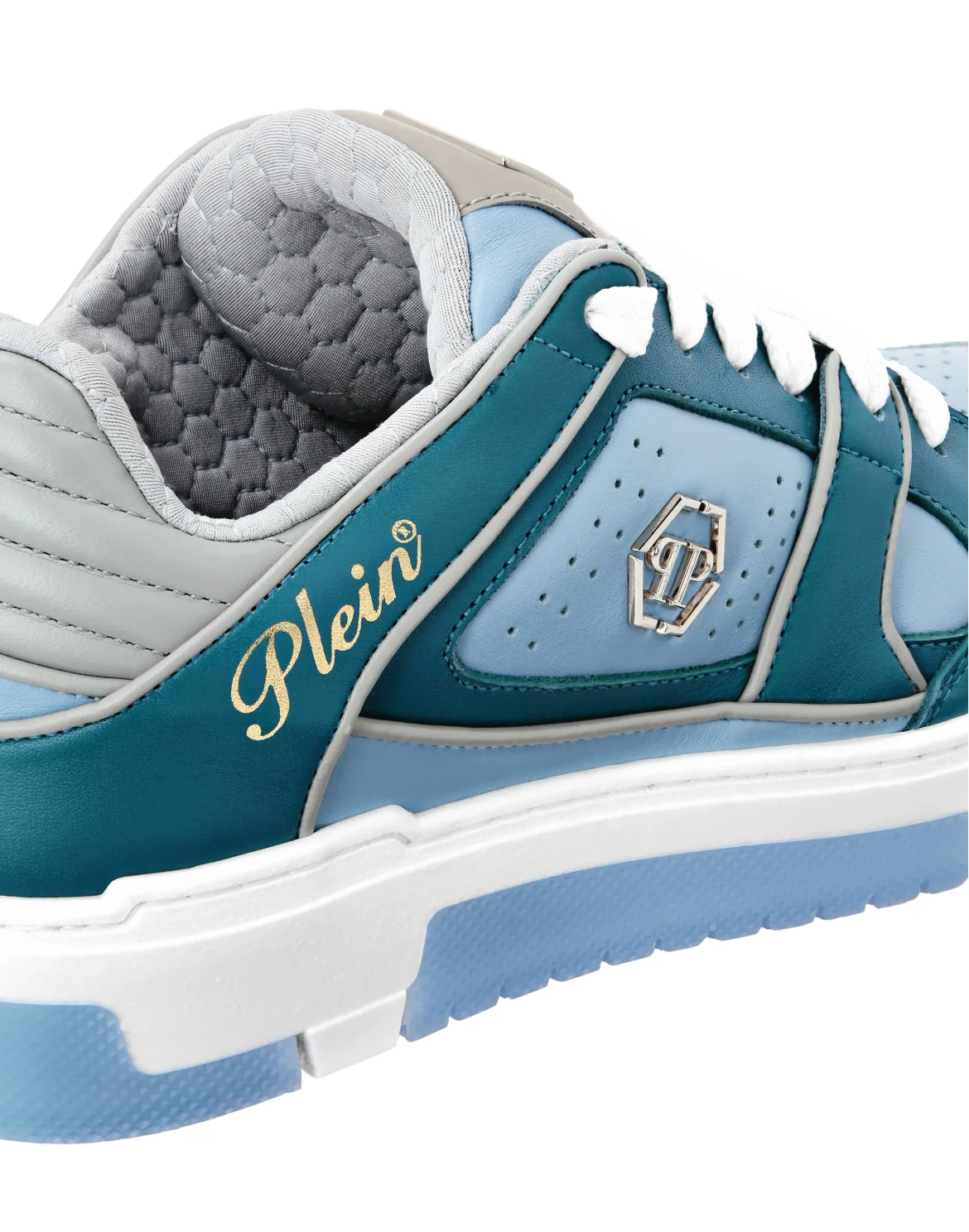 Mix Leather Lo-Top Sneakers Hexagon, цвет: Голубой