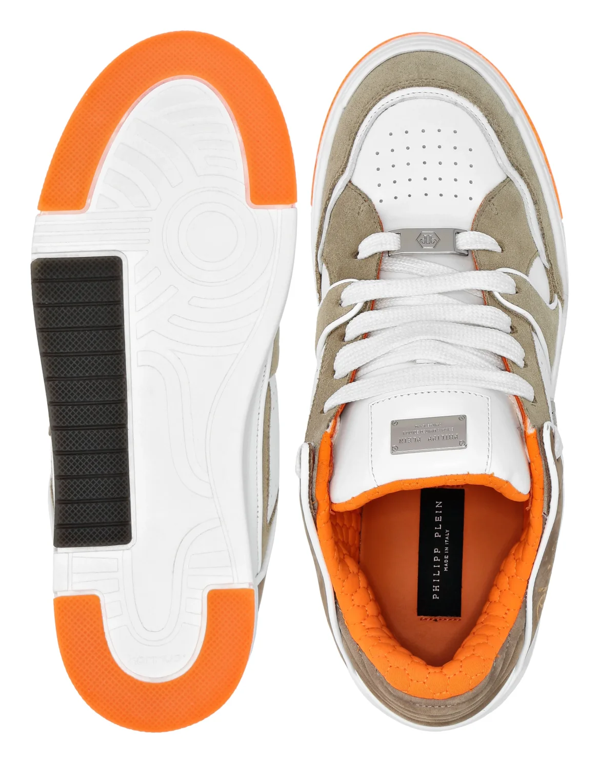 Mix Leather Lo-Top Sneakers Hexagon, цвет: Оранжевый
