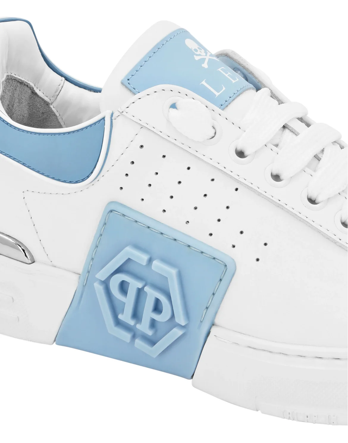Nappa Leather Sneakers Low Top Hexagon, цвет: Голубой