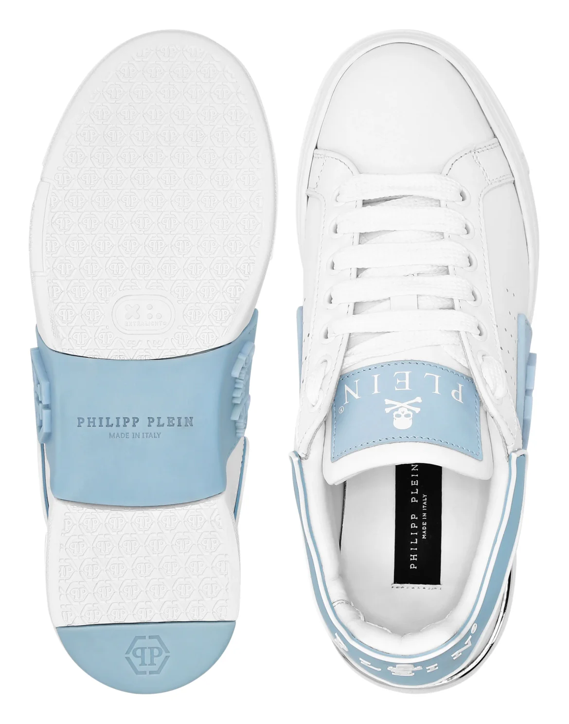 Nappa Leather Sneakers Low Top Hexagon, цвет: Голубой