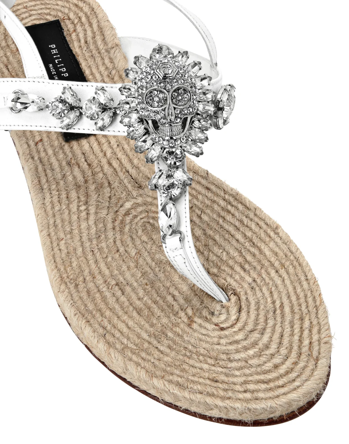 Flat Sandals Strass Skull, цвет: Белый