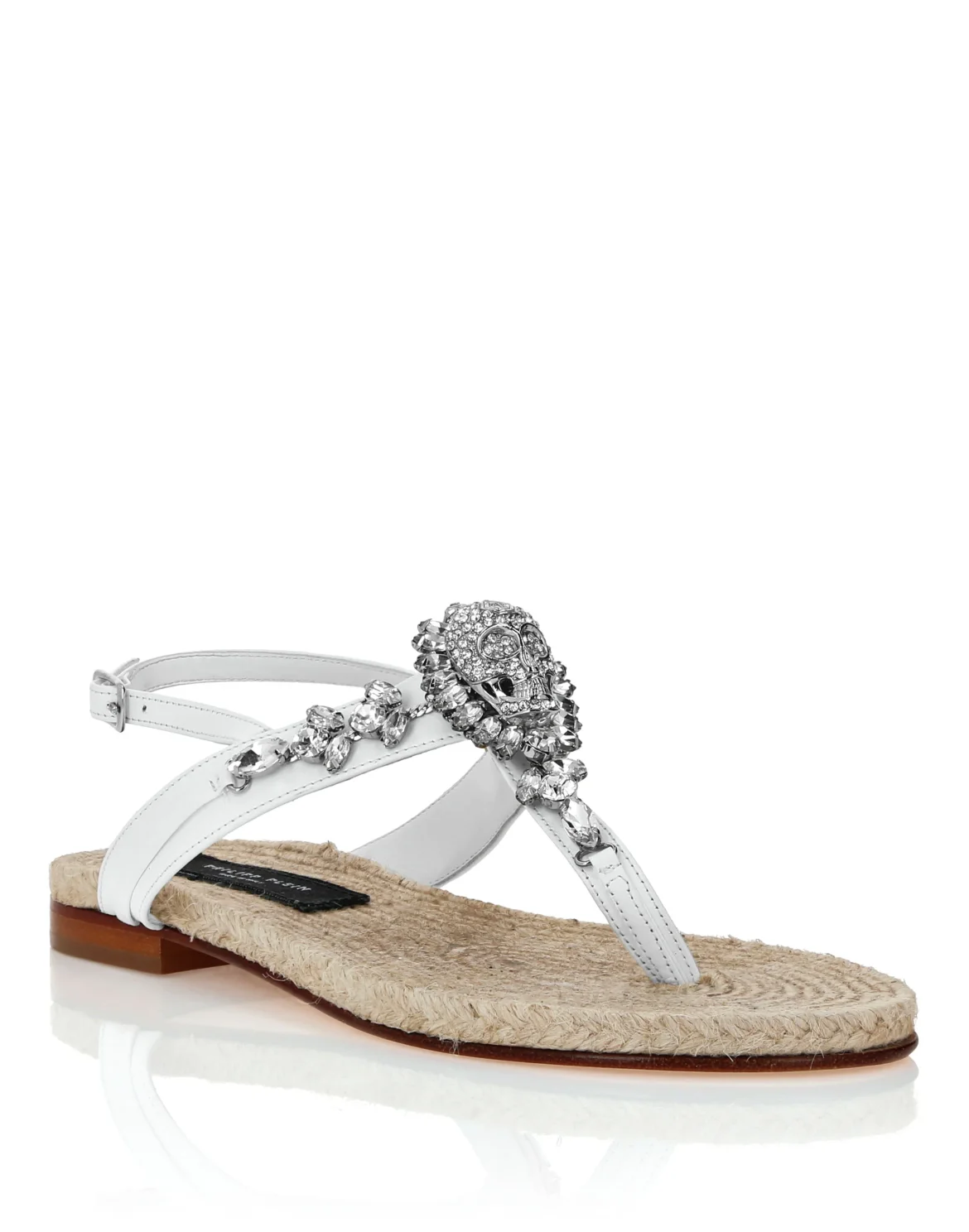 Flat Sandals Strass Skull, цвет: Белый
