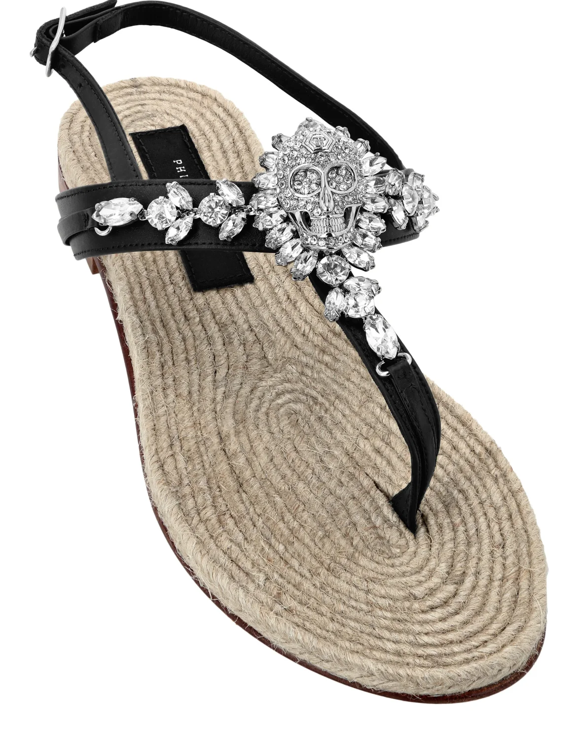 Flat Sandals Strass Skull, цвет: Черный