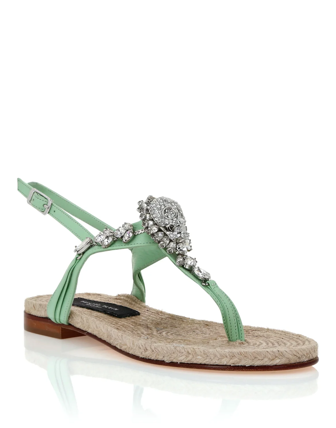 Flat Sandals Strass Skull, цвет: Зеленый