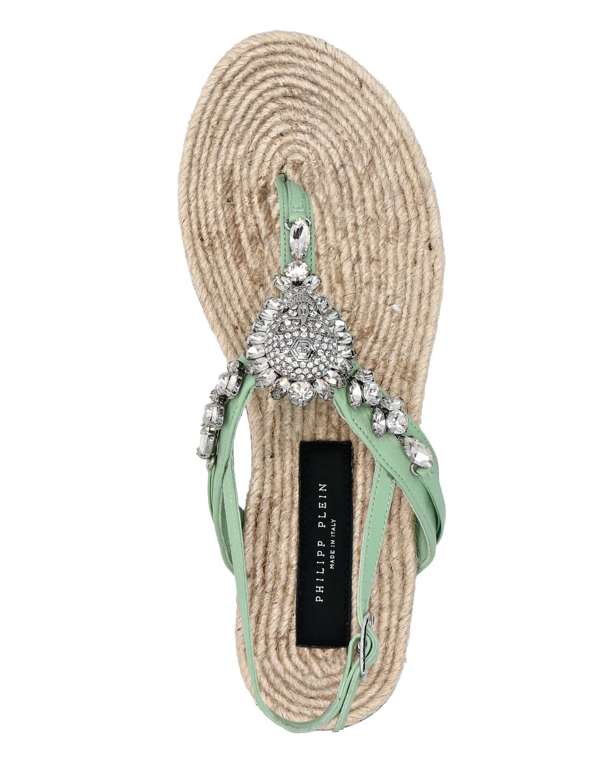 Flat Sandals Strass Skull, цвет: Зеленый