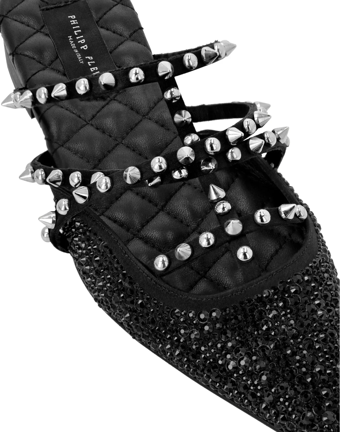 Mules Flat Satin And Studs, цвет: Черный