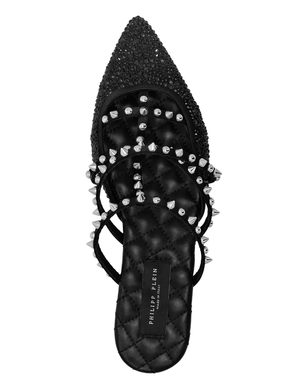 Mules Flat Satin And Studs, цвет: Черный