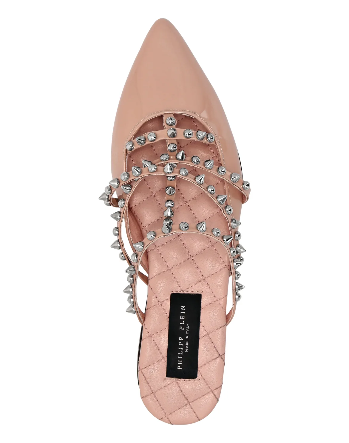 Mules Flat Patent Leather And Studs, цвет: Бежевый