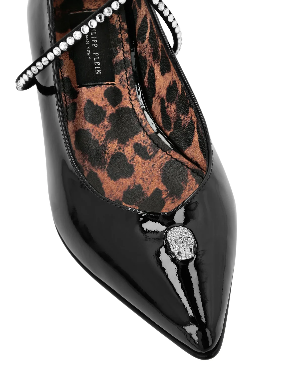 Patent Leather Ballet Flats With Cross Straps Strass, цвет: Черный