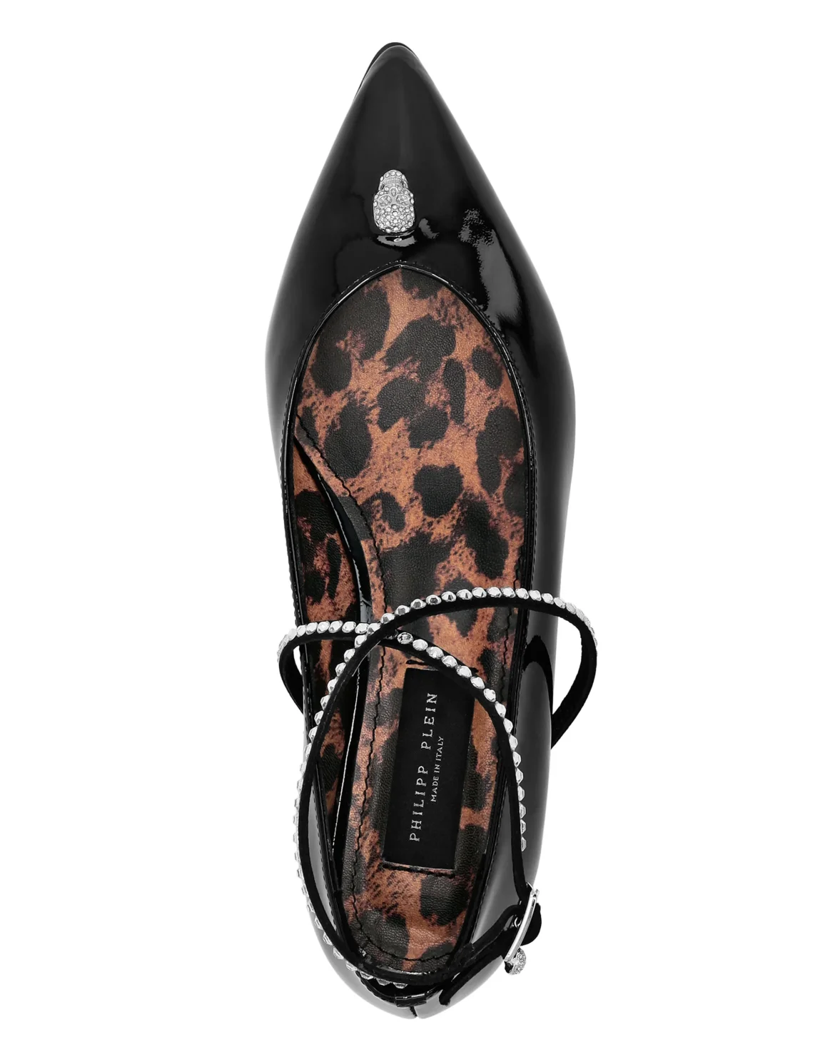 Patent Leather Ballet Flats With Cross Straps Strass, цвет: Черный