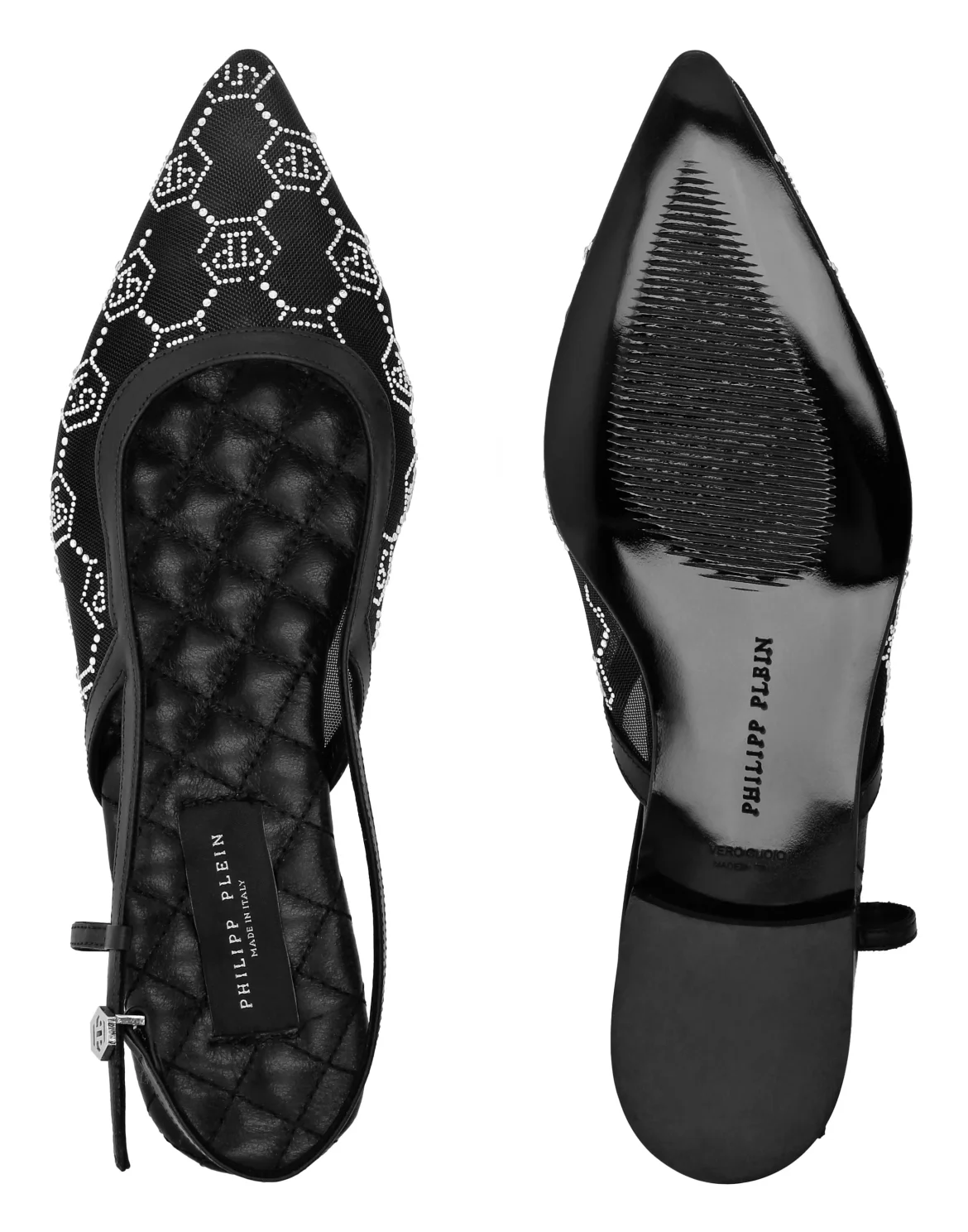 Slingback Ballet Flats Monogram Strass, цвет: Черный