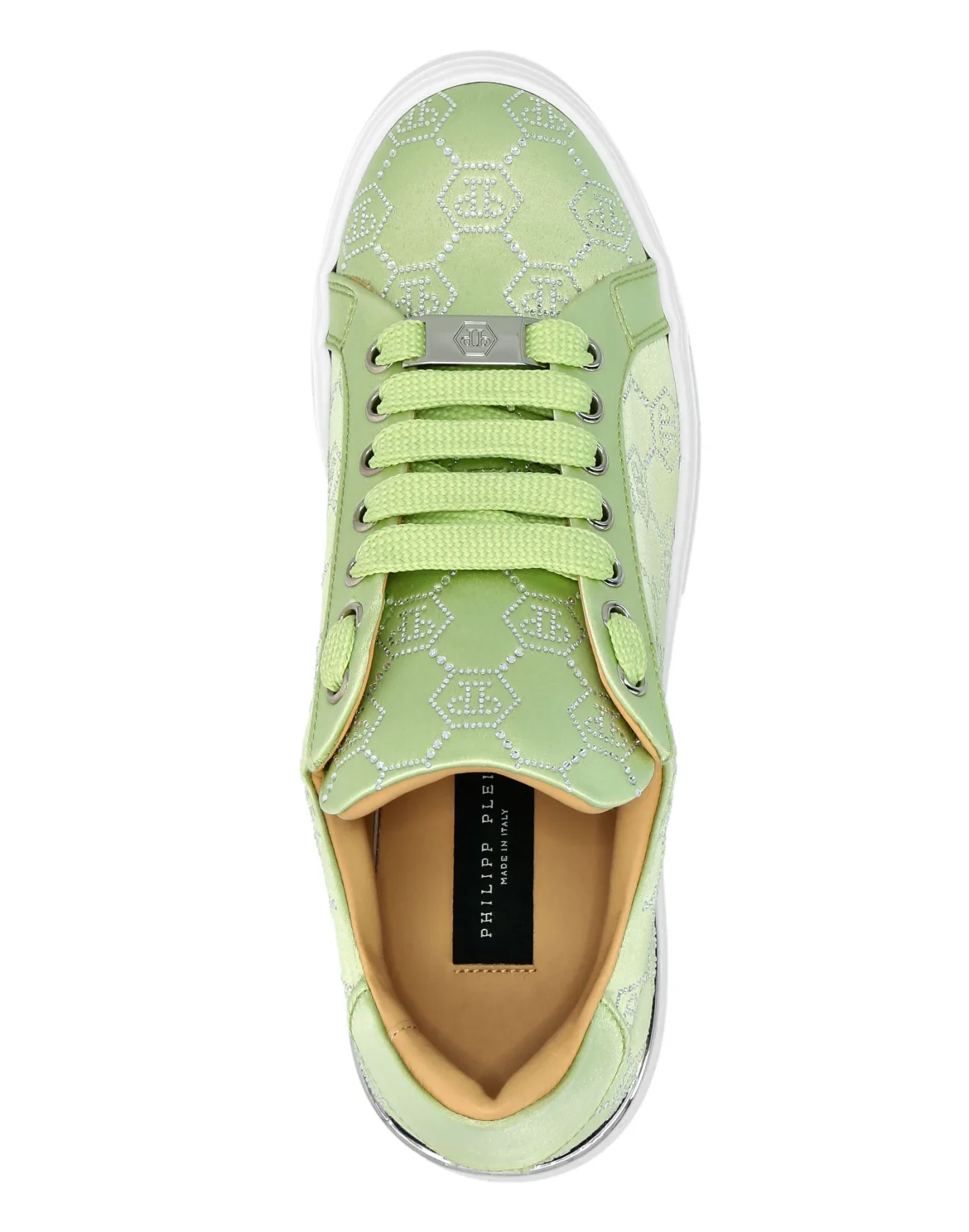 Satin Lo Top Sneakers Monogram Strass, цвет: Зеленый