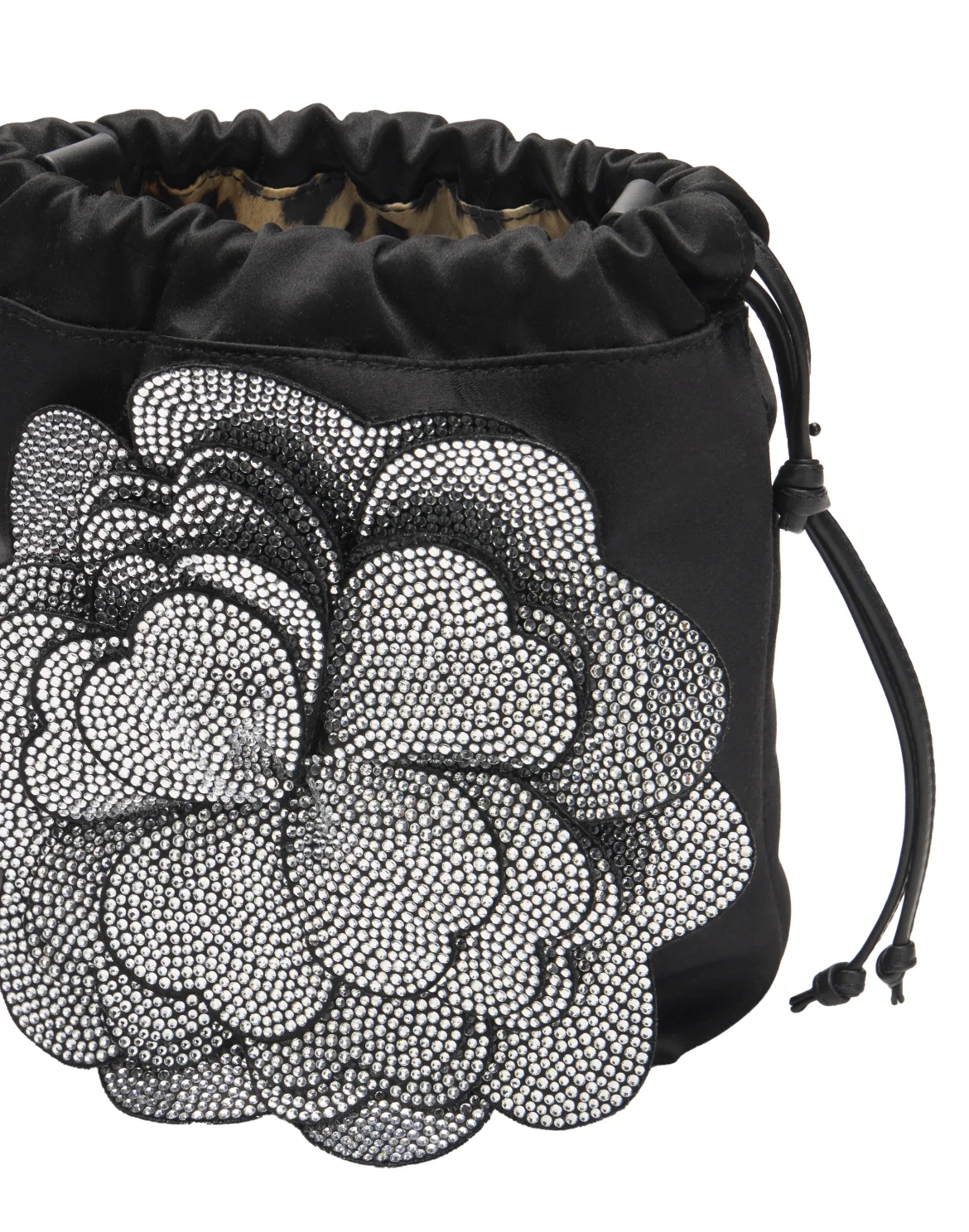 Small Top Handle Bag Flower Strass, цвет: Черный