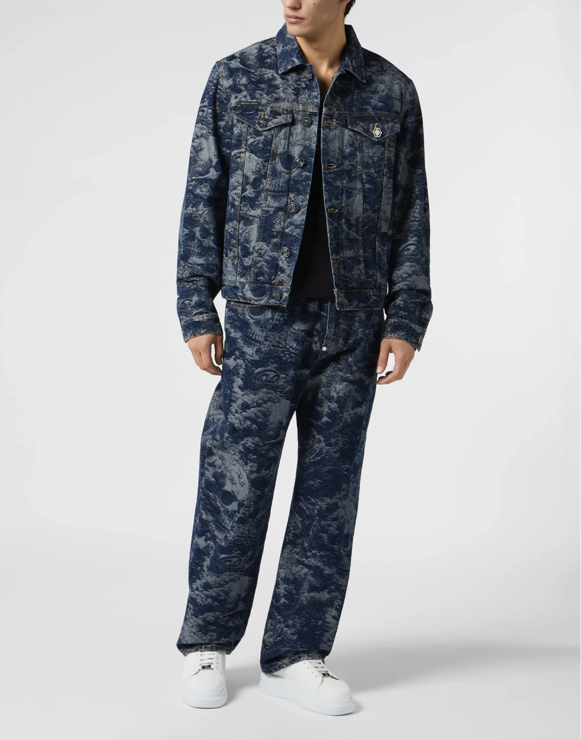 Beach Boy Fit Jeans All-Over Skulls Skull, цвет: Синий