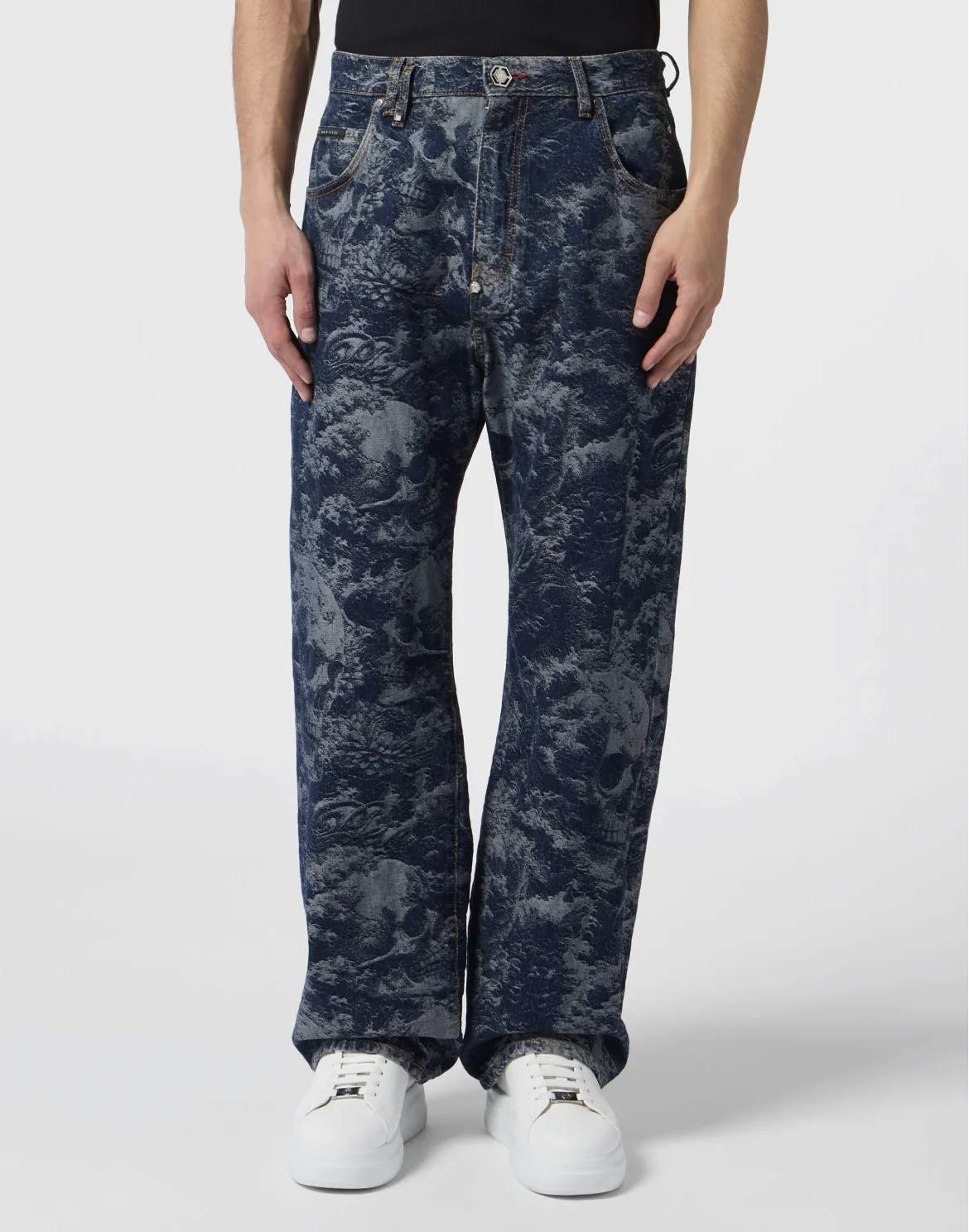 Beach Boy Fit Jeans All-Over Skulls Skull, цвет: Синий