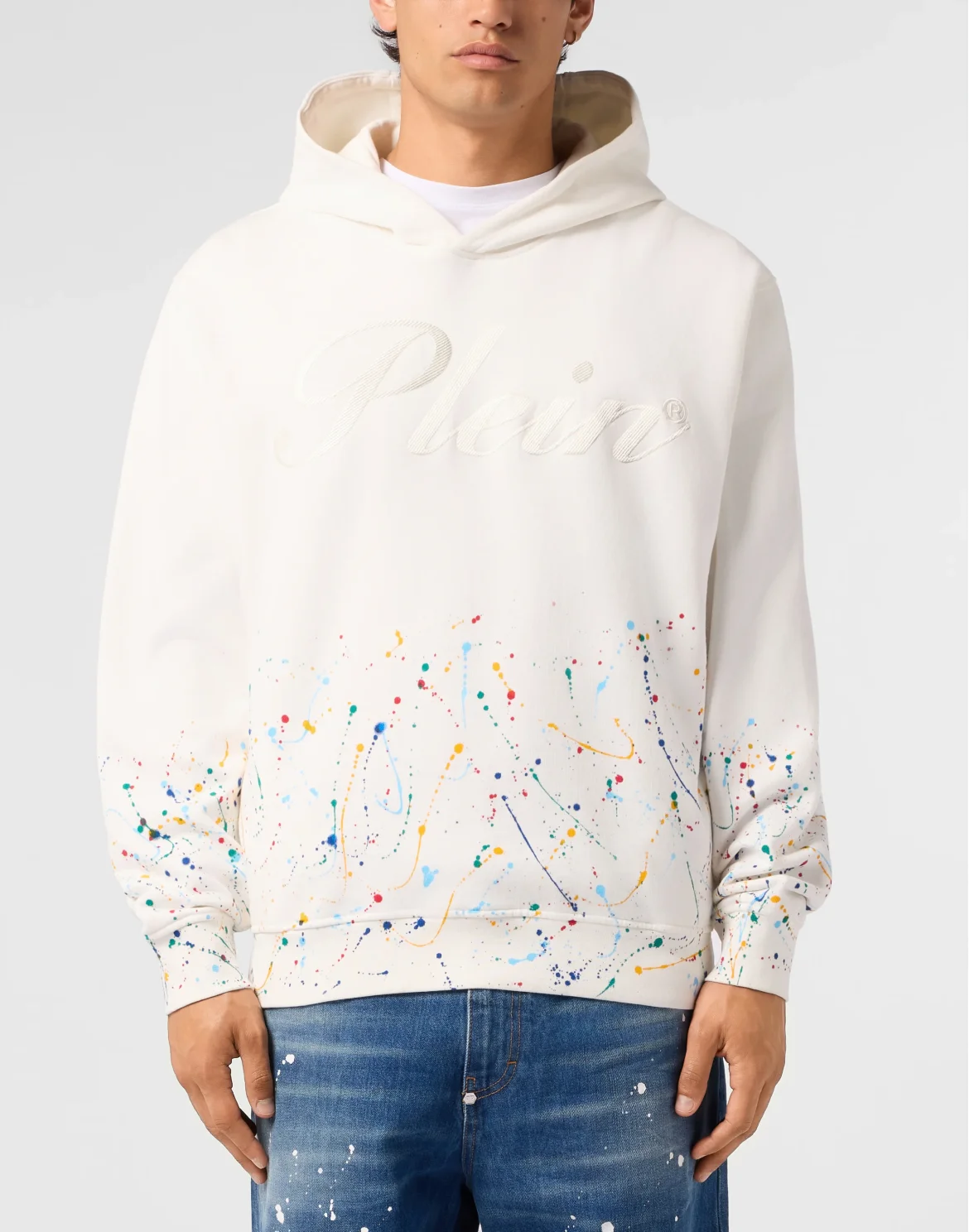 Fleece Hoodie Paint Painted, цвет: Бежевый