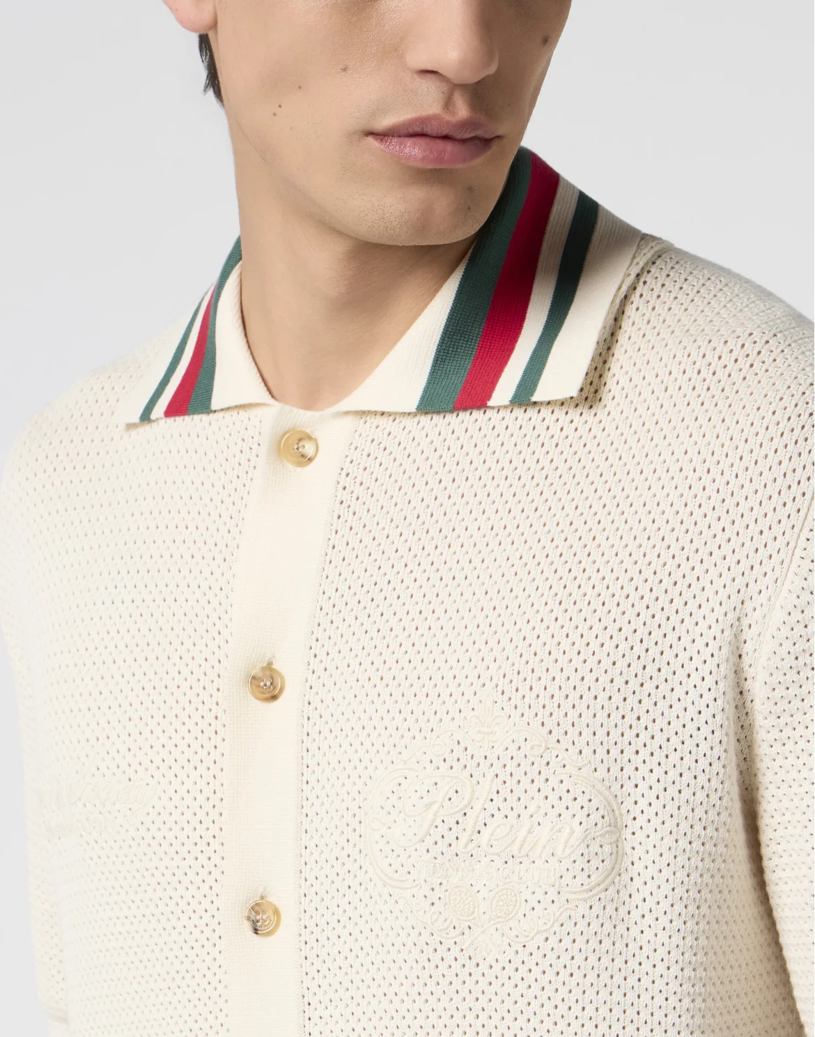 Buttoned-Up Polo Shirt Plein Tennis, цвет: Бежевый