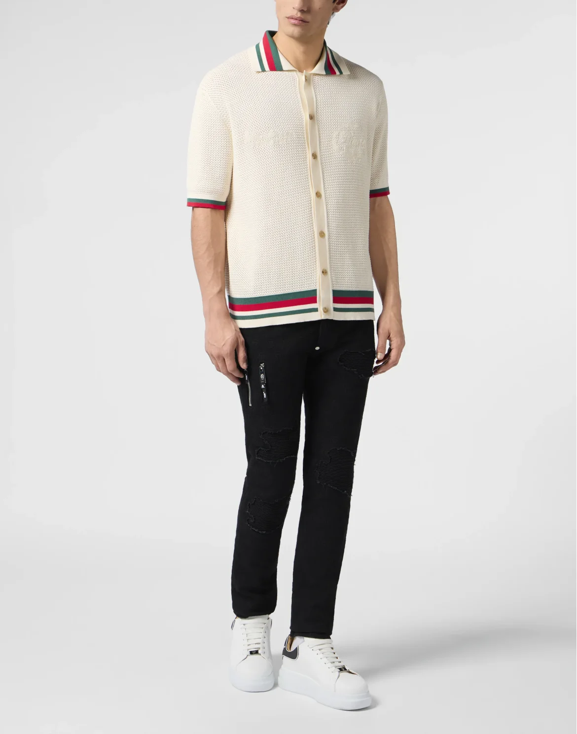 Buttoned-Up Polo Shirt Plein Tennis, цвет: Бежевый