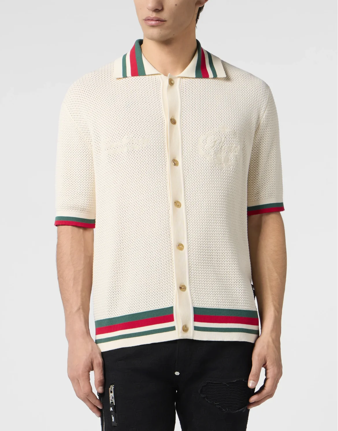 Buttoned-Up Polo Shirt Plein Tennis, цвет: Бежевый