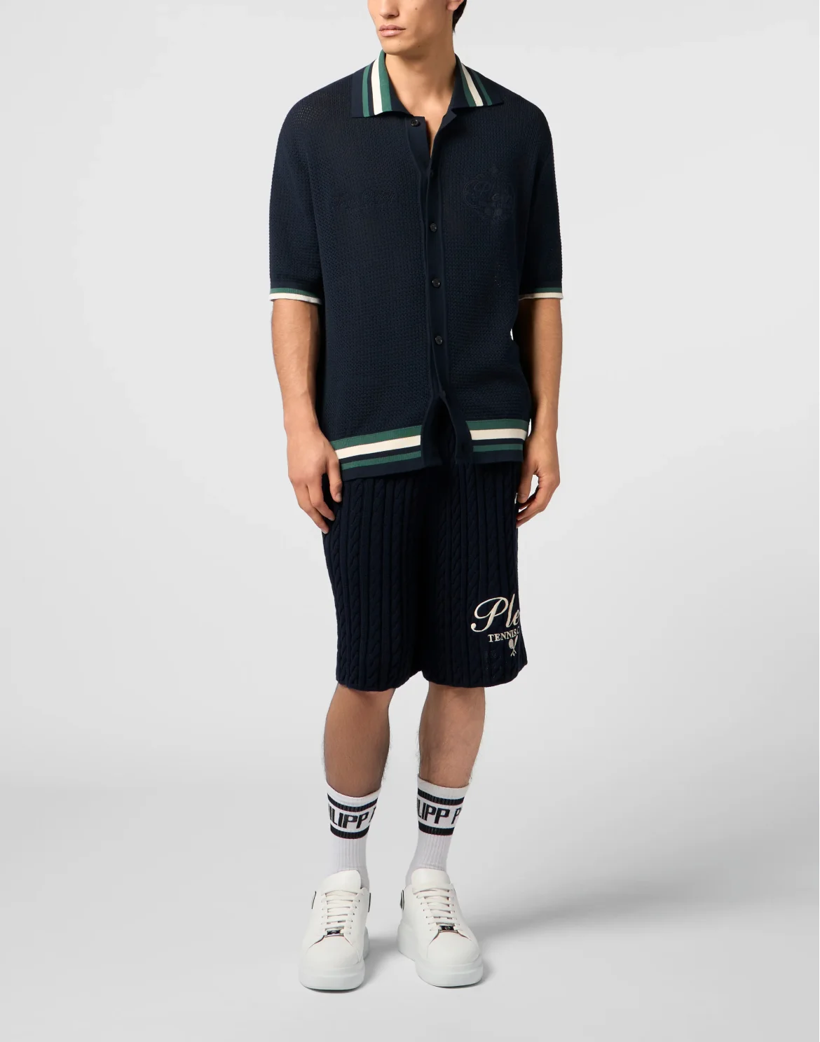 Buttoned-Up Polo Shirt Plein Tennis, цвет: Синий