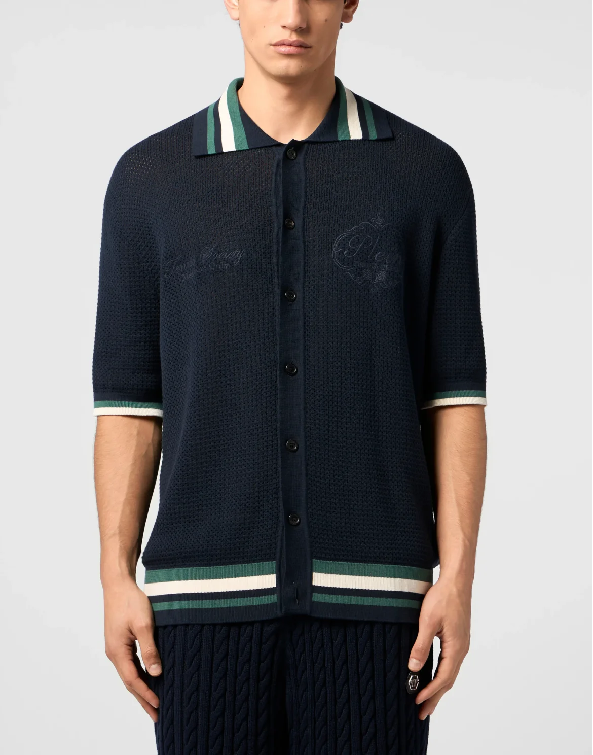 Buttoned-Up Polo Shirt Plein Tennis, цвет: Синий