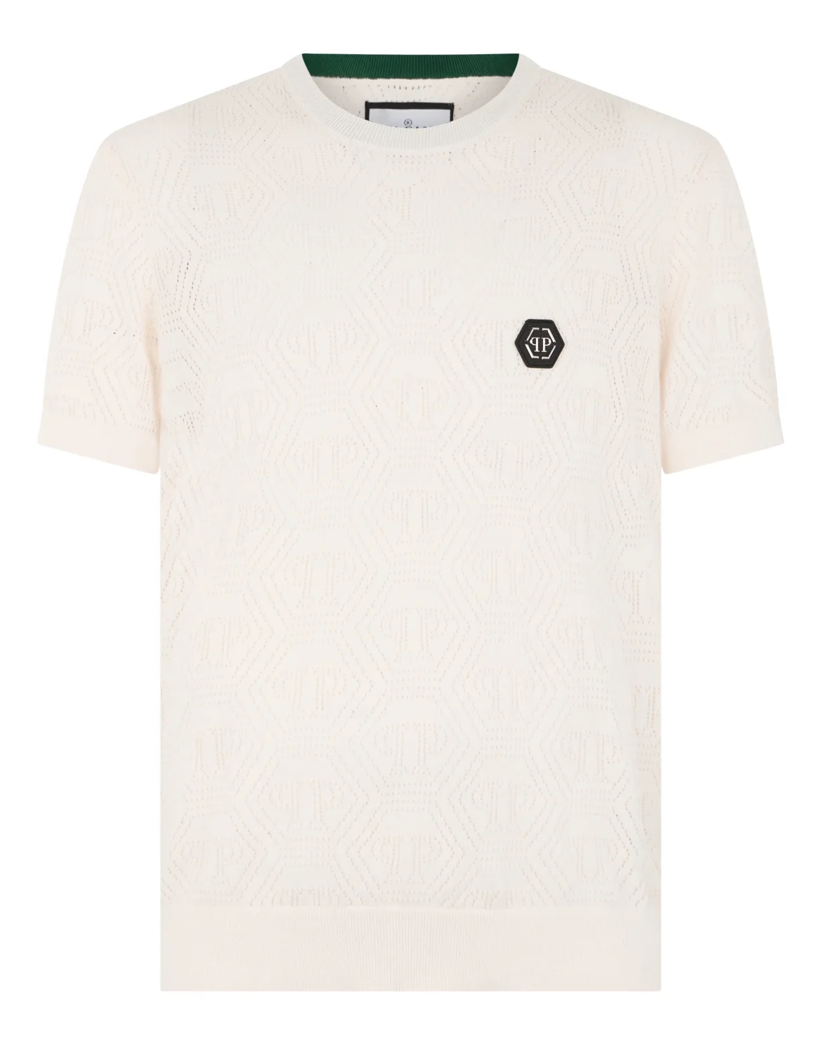 Round Neck T-Shirt Openwork Monogram, цвет: Бежевый