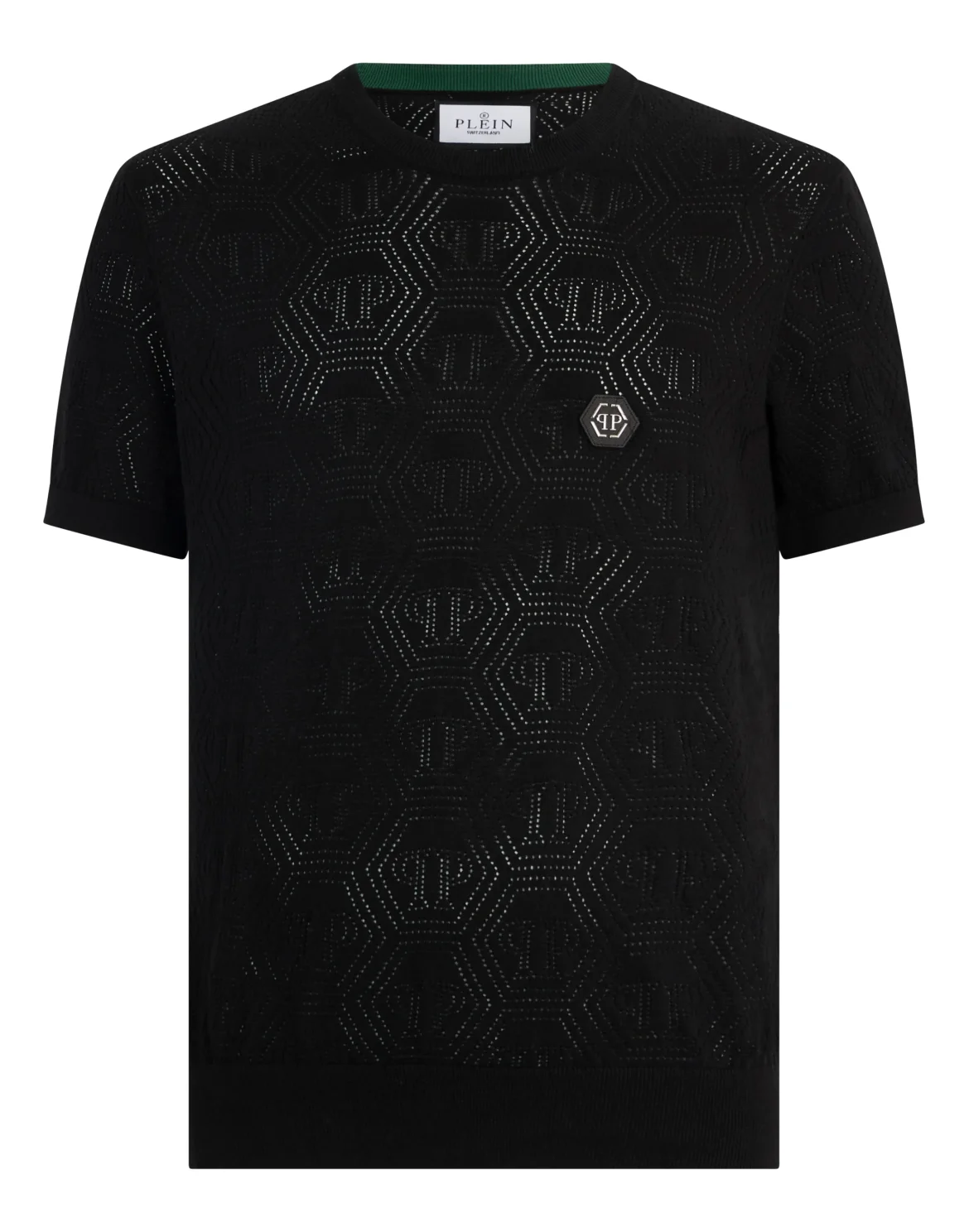 Round Neck T-Shirt Openwork Monogram, цвет: Черный