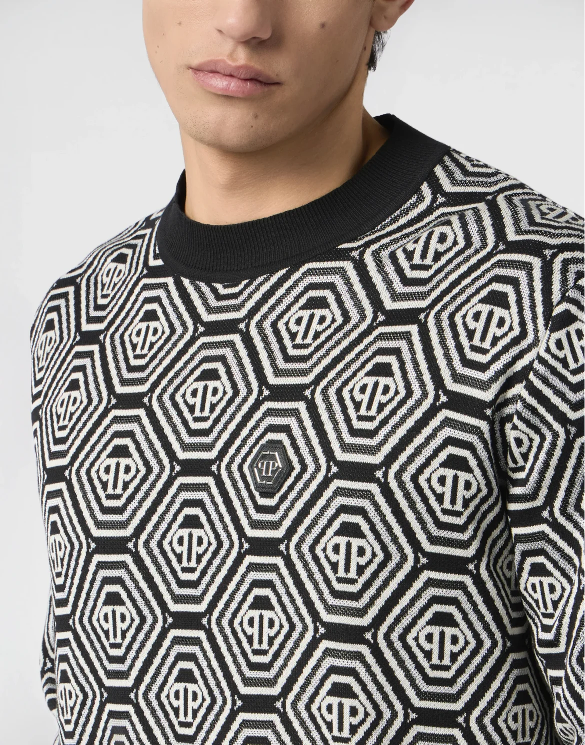 Round Neck Pullover Monogram 70's, цвет: Черный