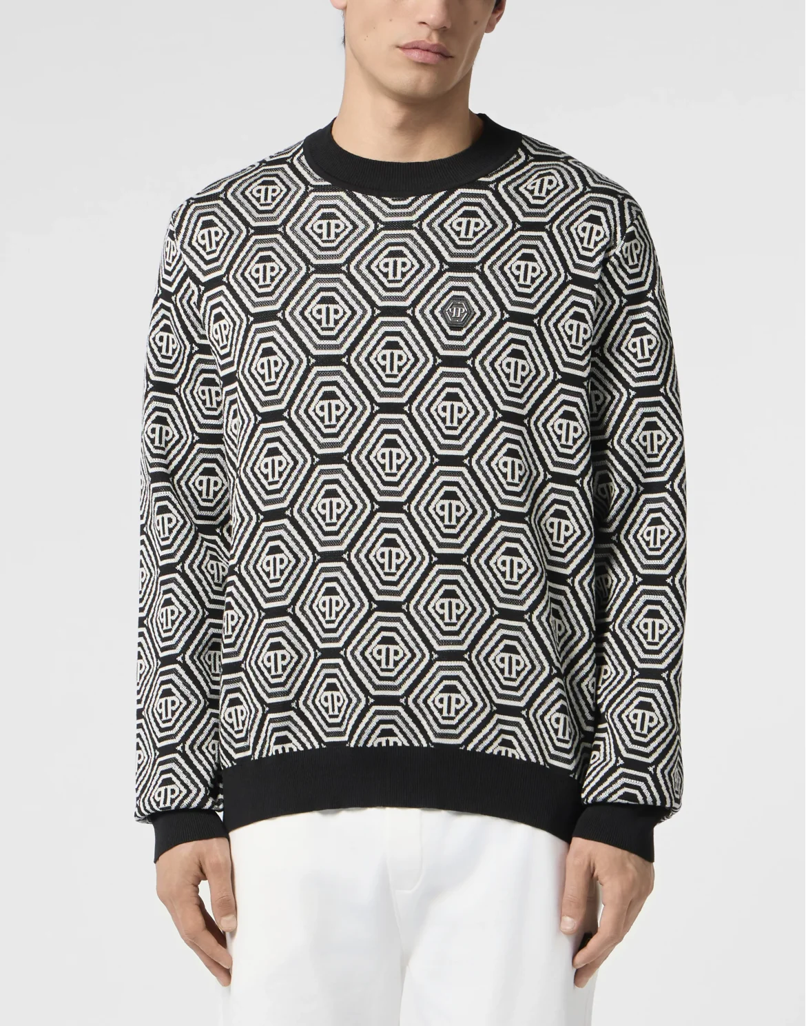 Round Neck Pullover Monogram 70's, цвет: Черный